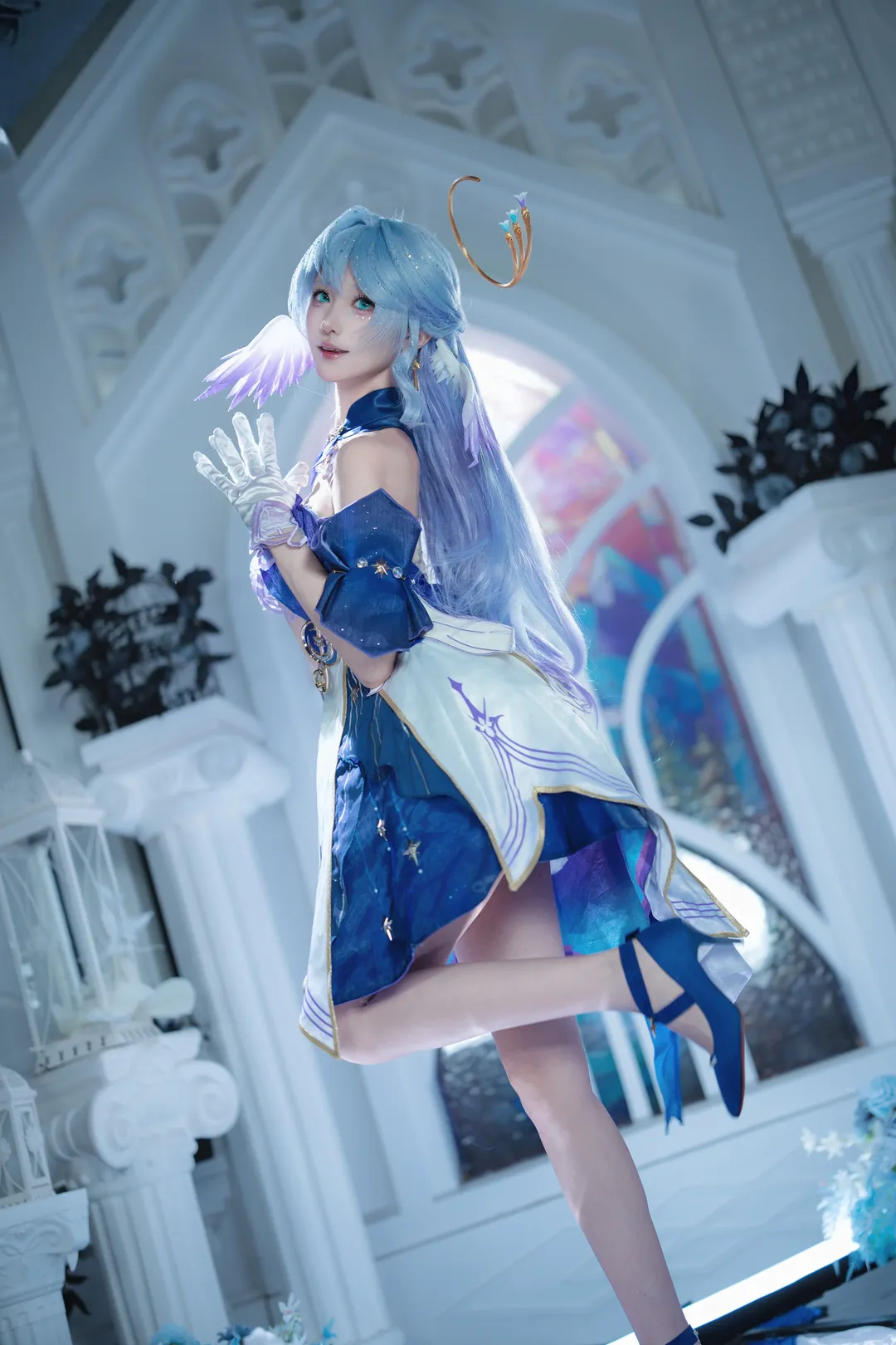 崩坏星穹铁道, 知更鸟cos, cosplay摄影, 二次元角色扮演, 蓝发少女