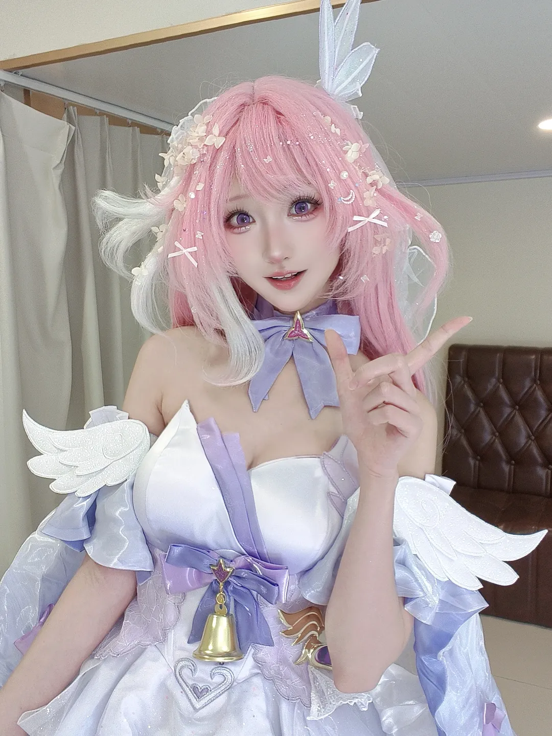 Elysia Cosplay, Pink wig, Cosplay outfit, Dreamy girly style, 2D cosplay