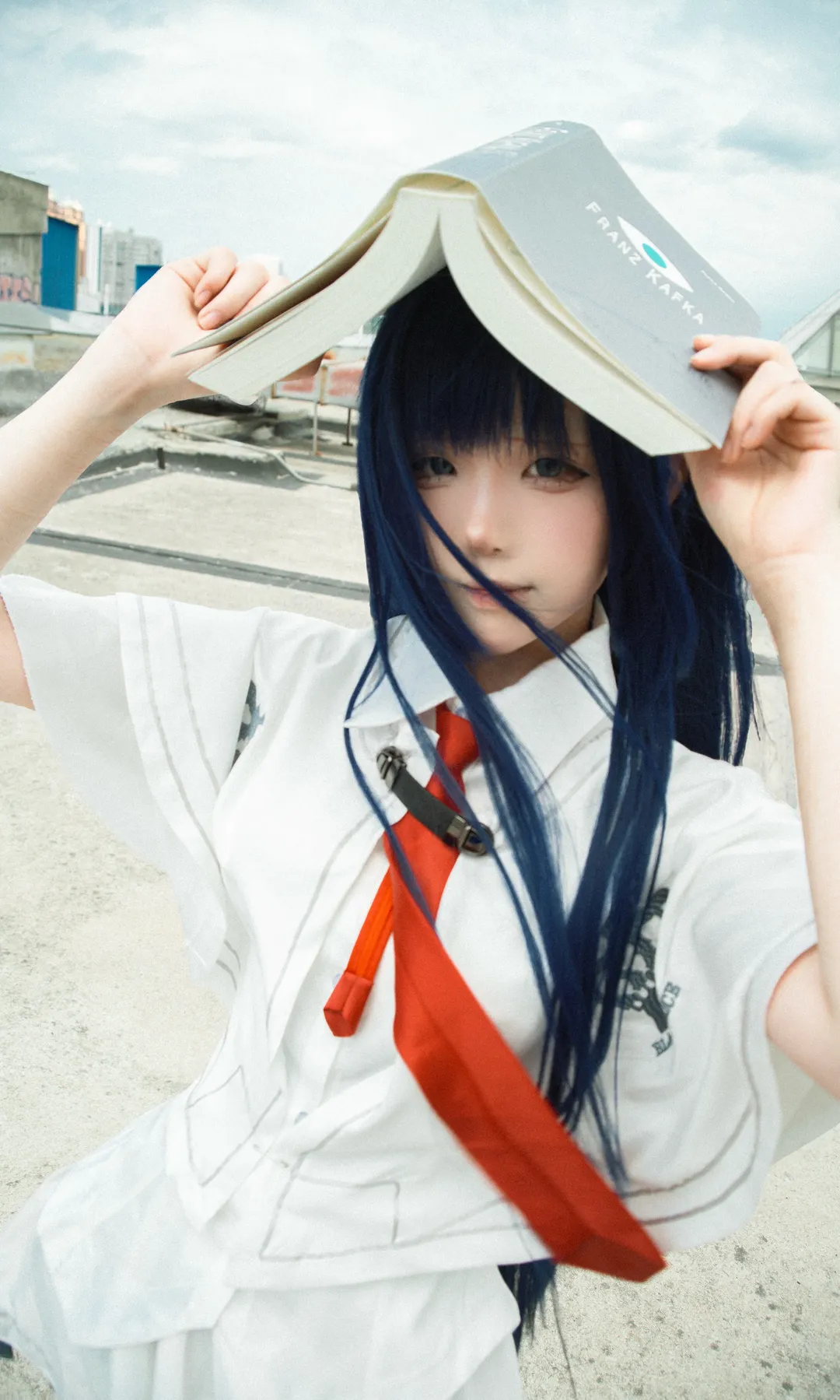 素晴日, 二次元制服, 蓝发cos, 高岛柘榴cos, 天台外拍