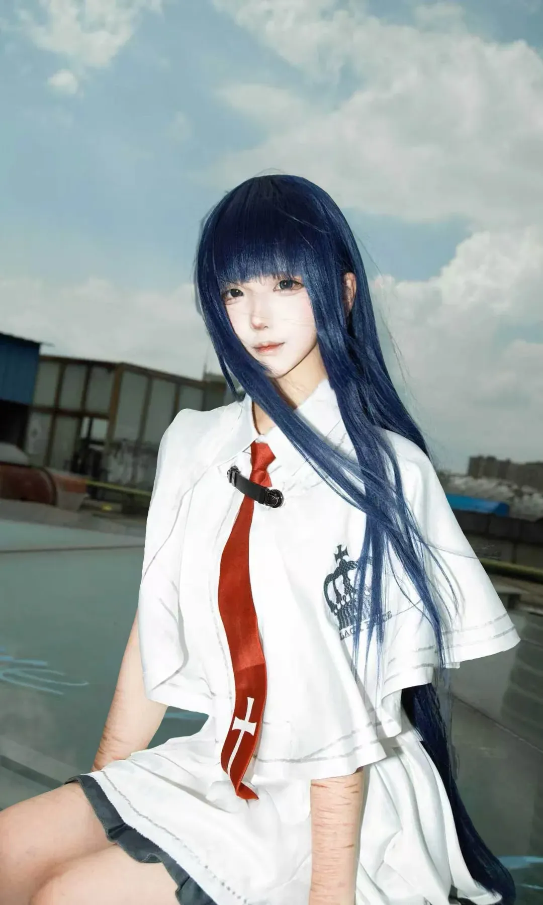 素晴日, 二次元制服, 蓝发cos, 高岛柘榴cos, 天台外拍 - 第3张