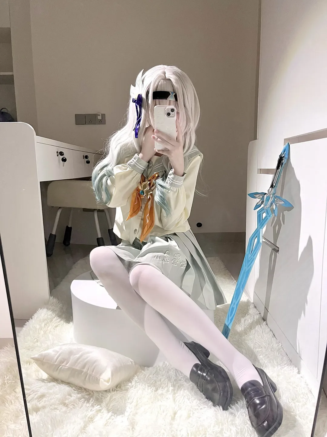 崩坏星穹铁道, 流萤cos, cosplay日常, 白丝穿搭, JK私设 - 第2张