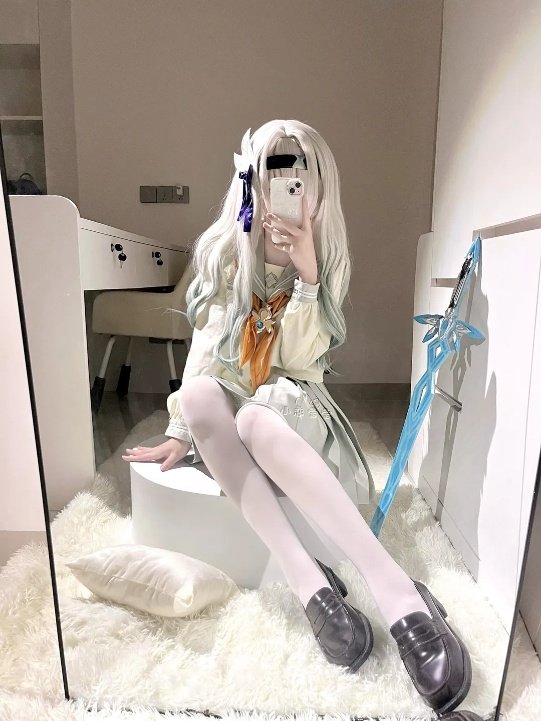 崩坏星穹铁道, 流萤cos, cosplay日常, 白丝穿搭, JK私设 - 第3张
