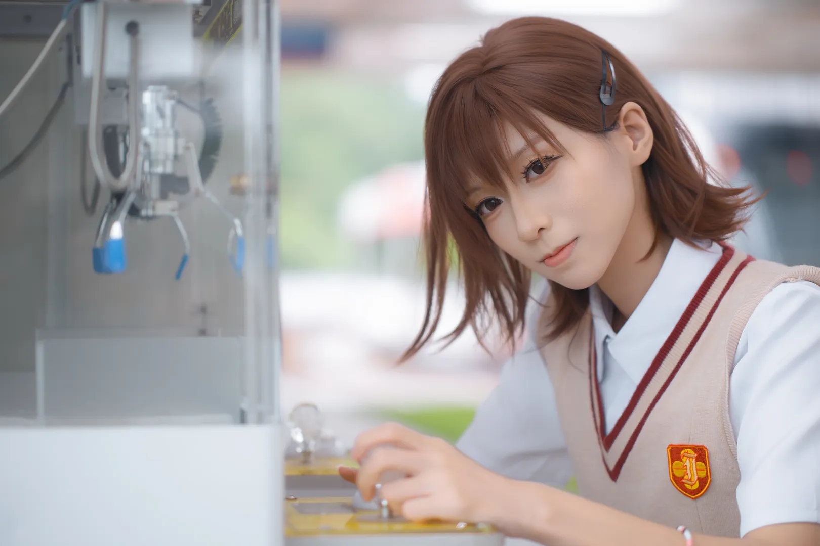 Casual cosplay, A Certain Scientific Railgun, Misaka Mikoto cosplay, Tokiwadai Middle School, School uniform photography