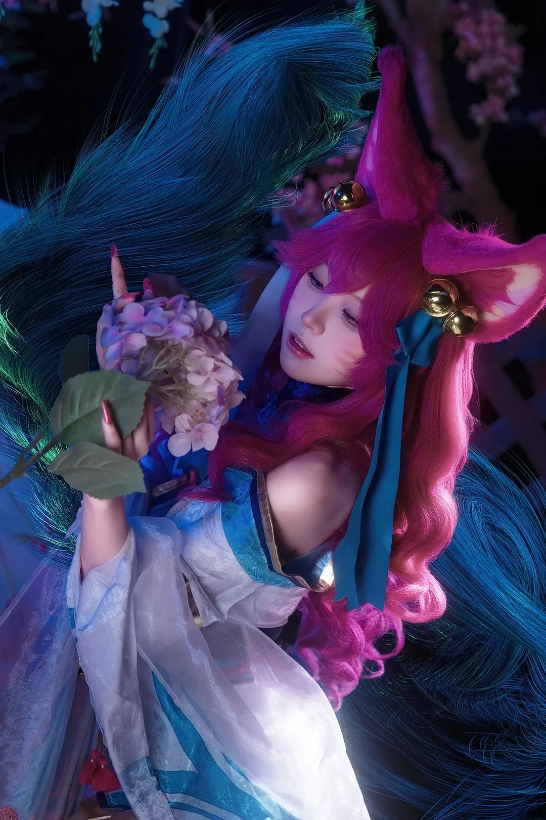 和风cosplay, 阿狸cos, 月夜写真, 狐系妆造, 深抛布光 - 第3张