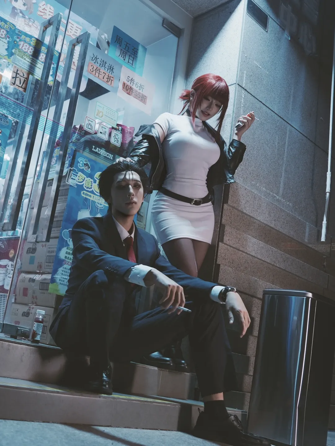 夜景人像, 山田小姐cos, 双人cosplay, 佐佐木, 便利店写真