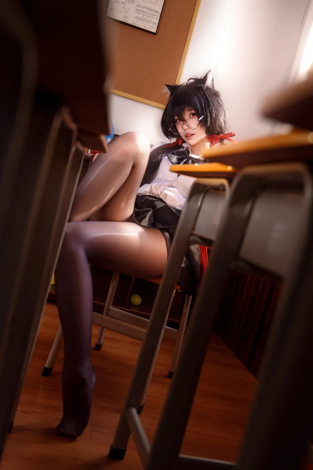 碧蓝航线, 猫耳, JK制服, 黑丝穿搭, 大凤cos