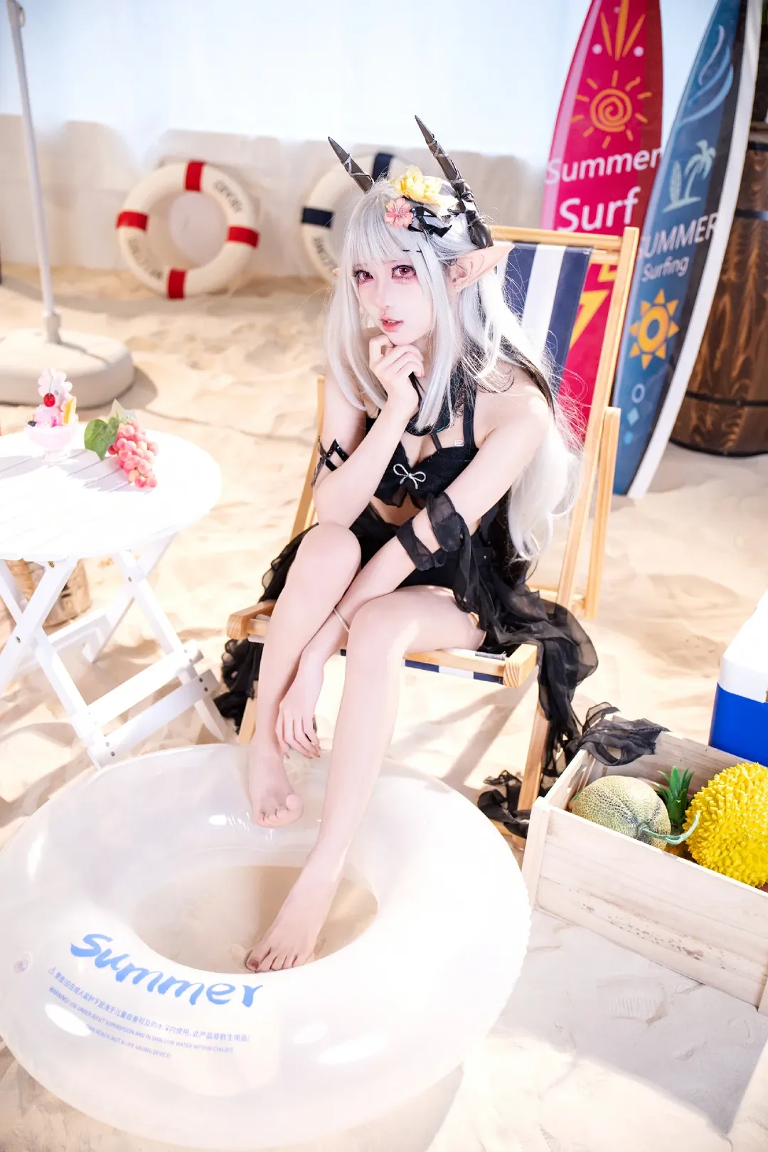 泳装cos, 明日方舟, cosplay写真, 泥岩cos, 夏日沙滩 - 第2张
