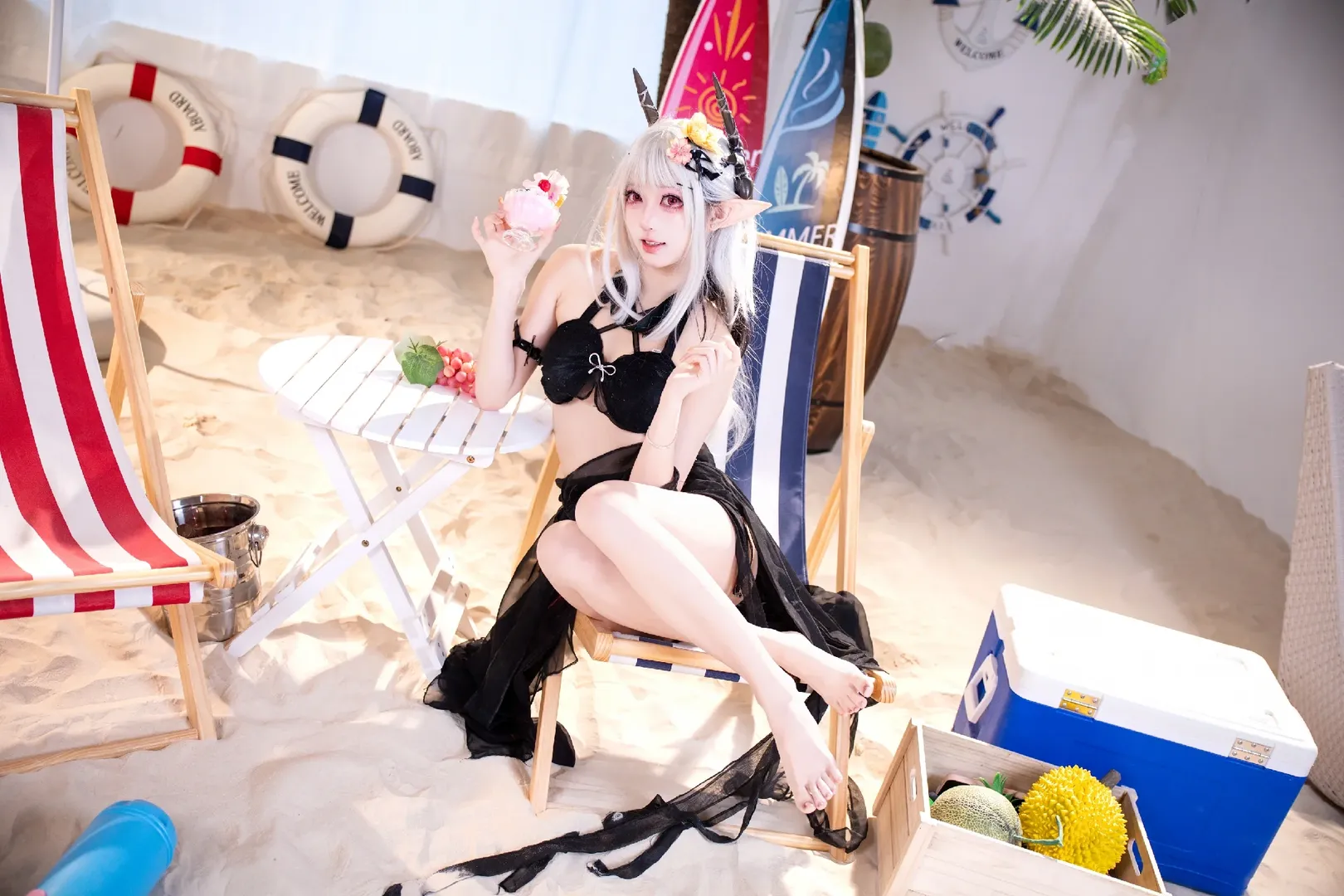 泳装cos, 明日方舟, cosplay写真, 泥岩cos, 夏日沙滩
