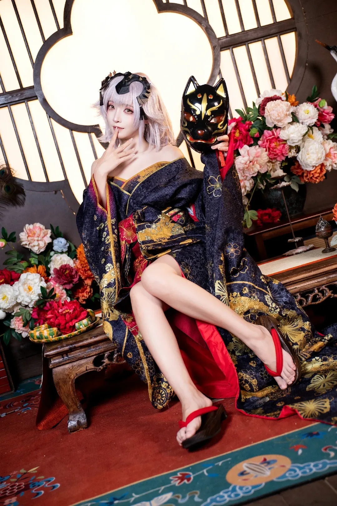 和风摄影, FGO, 黑贞德cos, 花魁cosplay, 狐狸面具 - 第1张