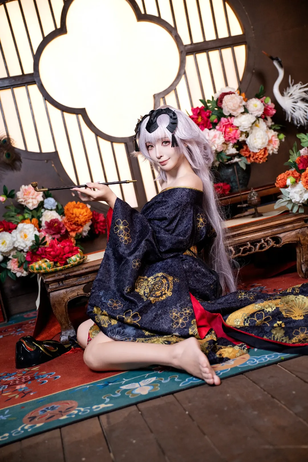 和风摄影, FGO, 黑贞德cos, 花魁cosplay, 狐狸面具