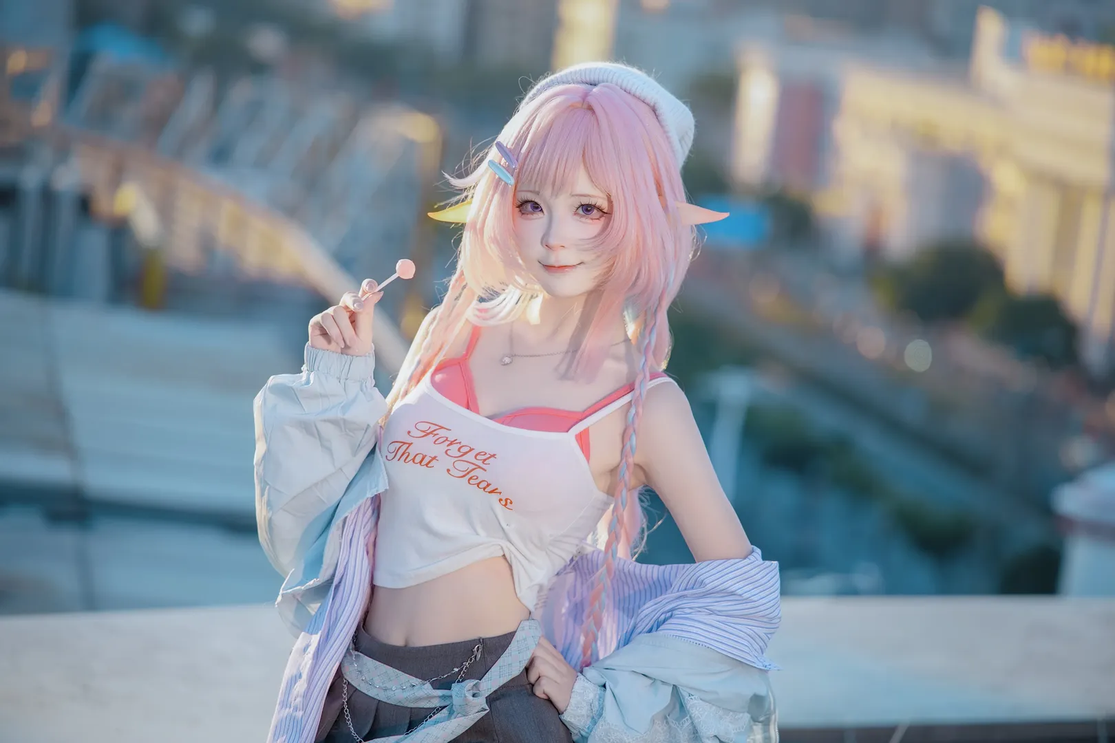 cosplay, 昔涟cos, 崩坏星穹铁道, 二次元日常穿搭, 城市天台摄影
