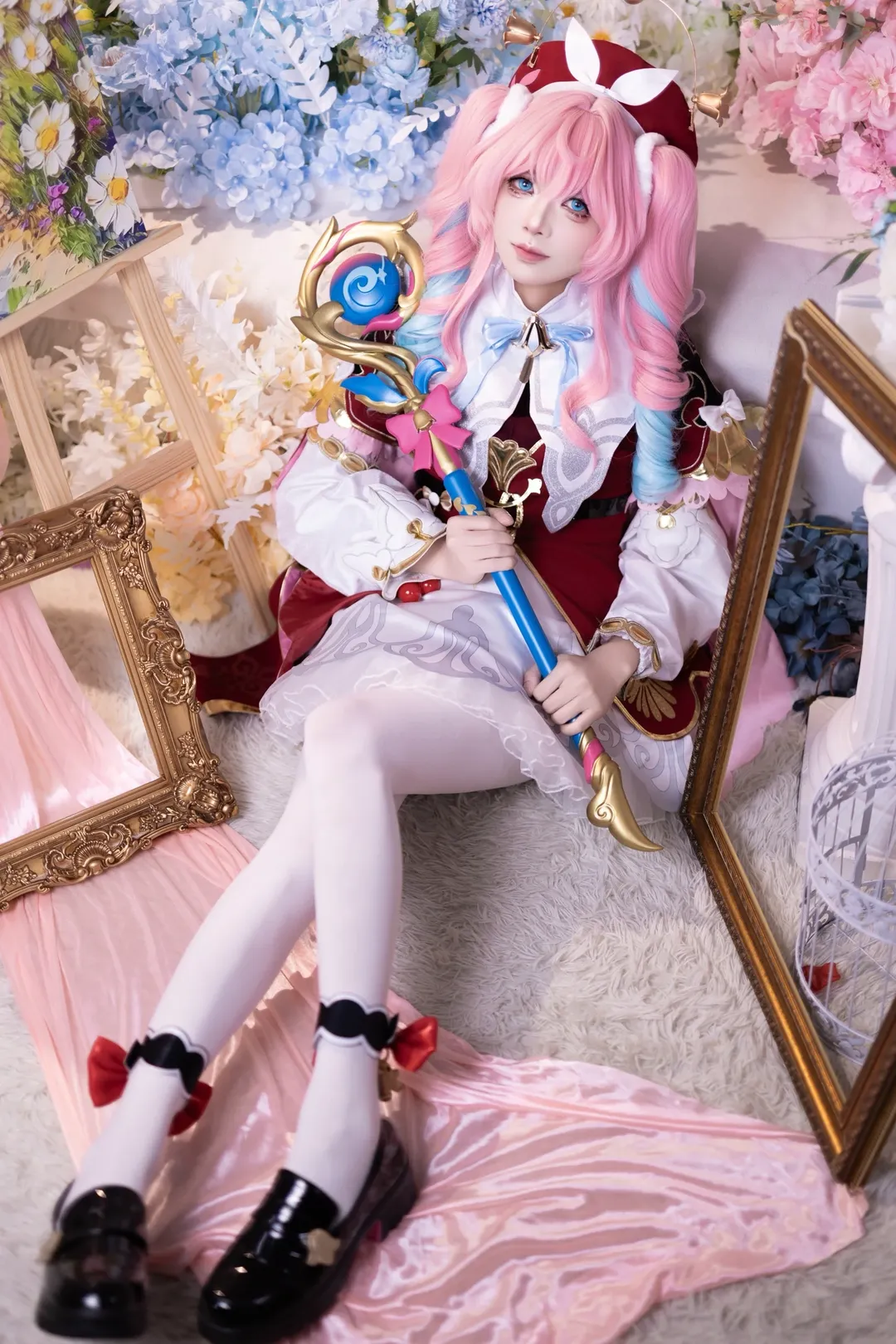 Honkai: Star Rail, Anime cosplay, Hyacinthia cosplay, White thigh-highs outfit, Dreamy photography - Image 1