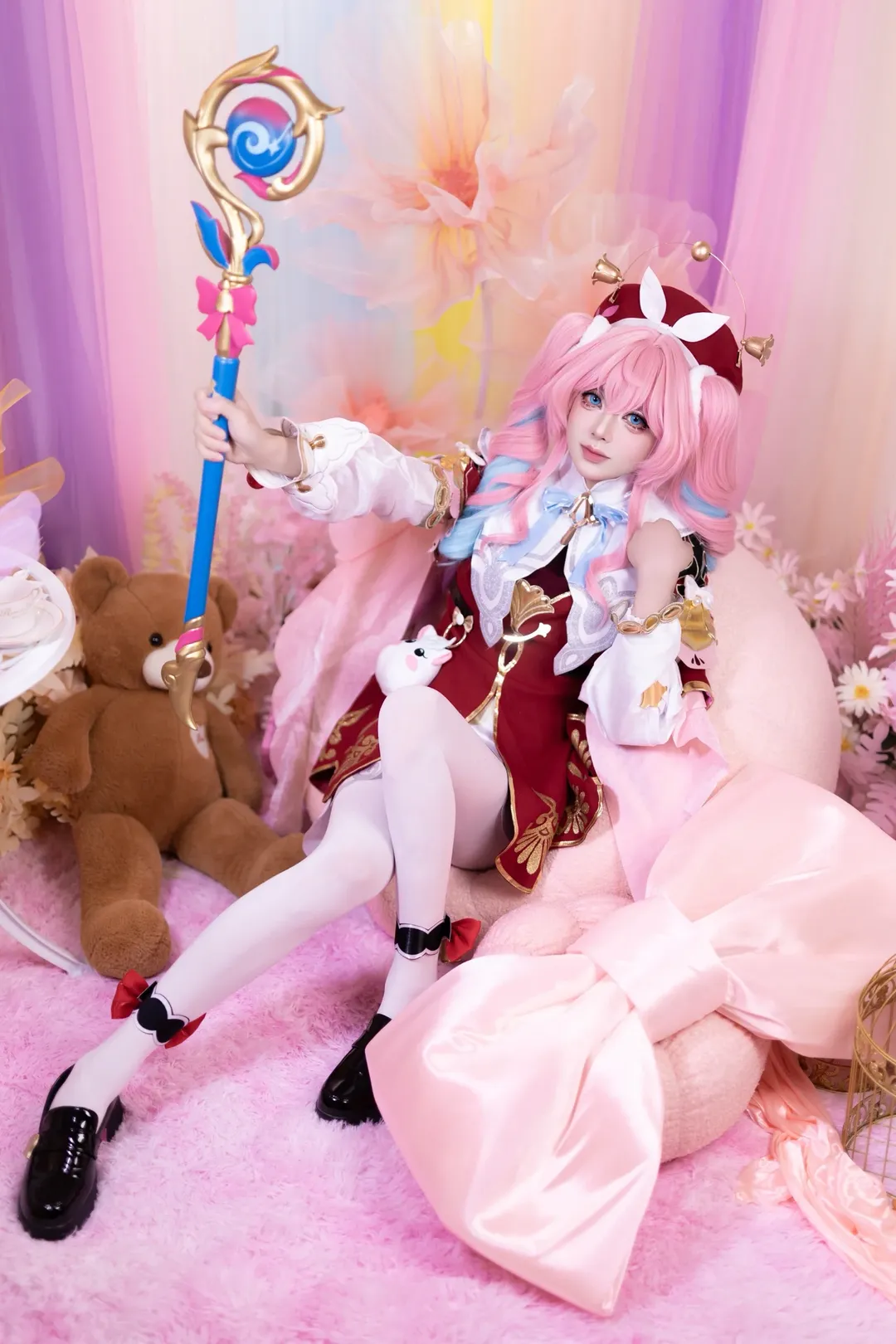 Honkai: Star Rail, Anime cosplay, Hyacinthia cosplay, White thigh-highs outfit, Dreamy photography - Image 6