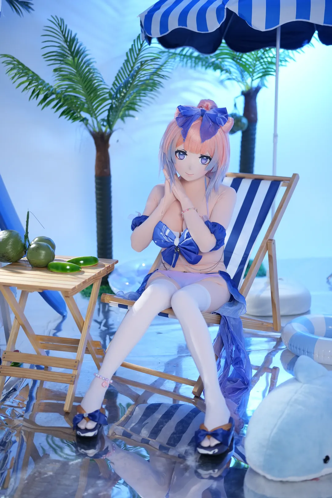 原神, 珊瑚宫心海cos, 夏日泳装, 摄影棚拍, kigurumi