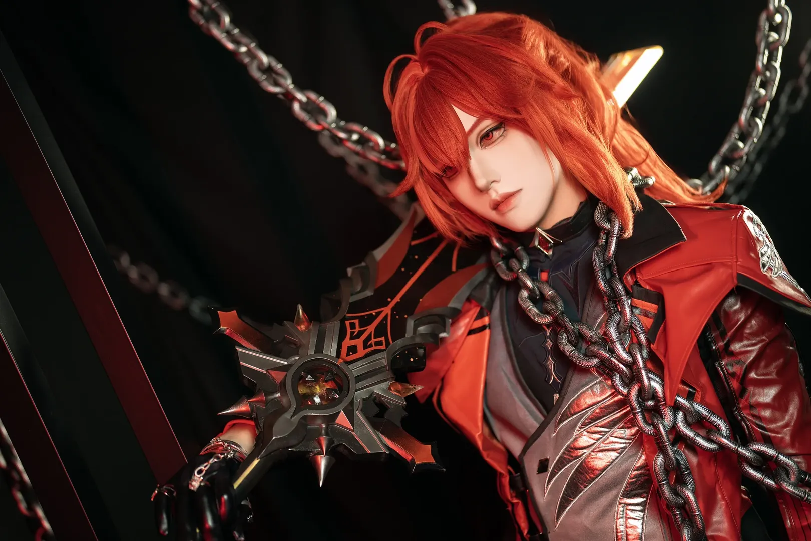 原神, cosplay摄影, 红发造型, 迪卢克cos, 漫展客片