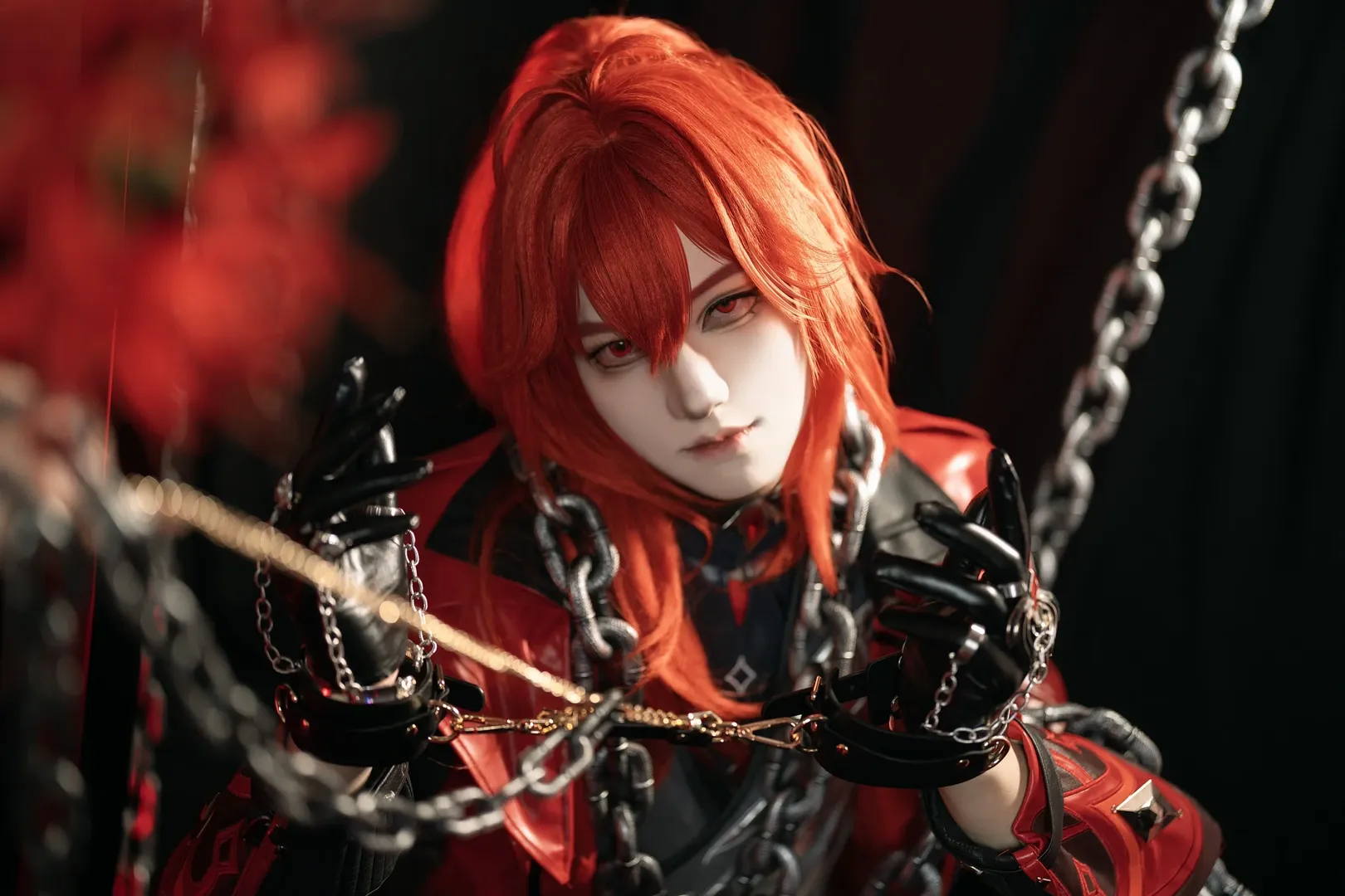Genshin Impact, Cosplay photography, Red hair styling, Diluc cosplay, Convention client photos - Image 4