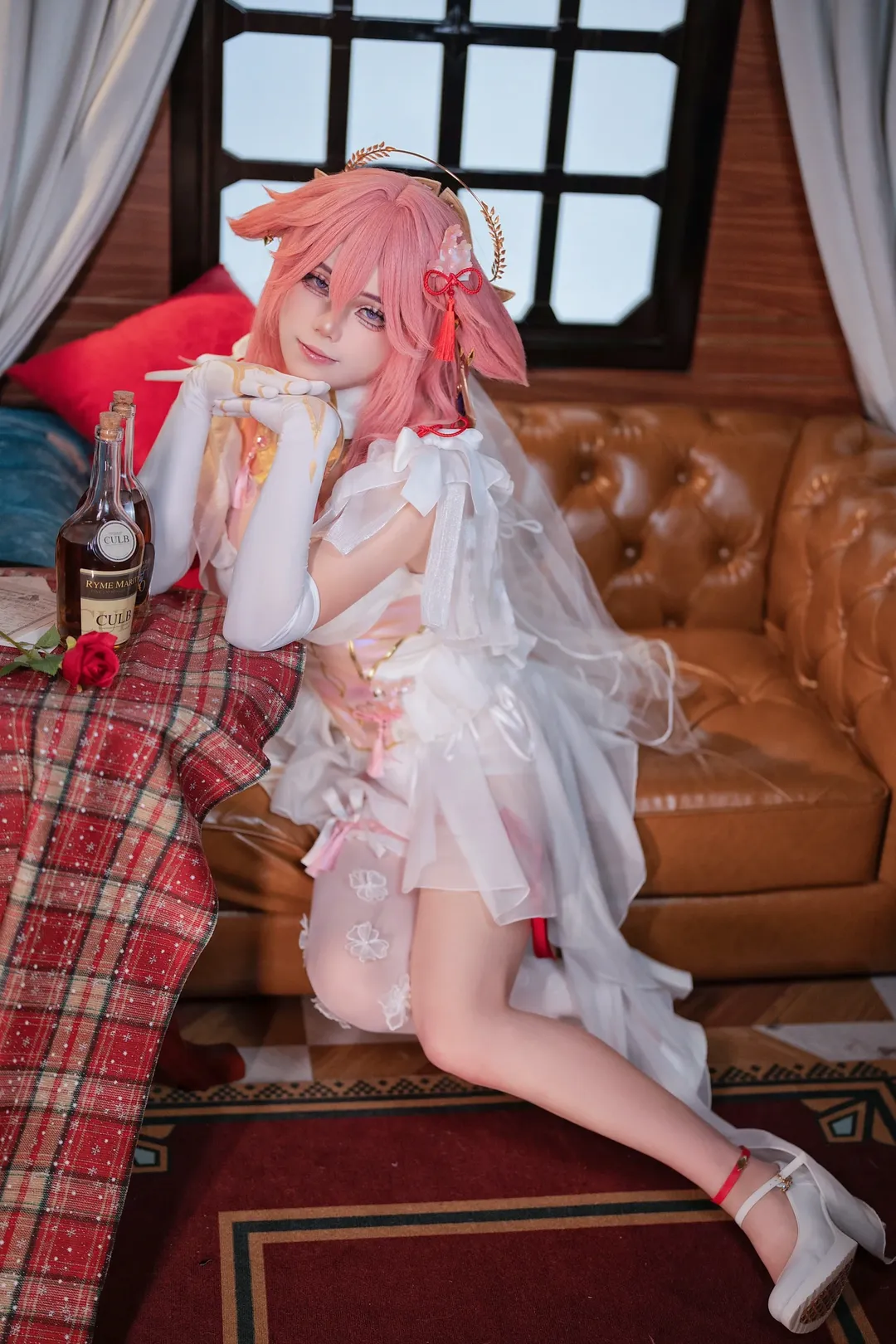 原神, 八重神子cos, 花嫁cos, 粉色假髮, Cosplay客片