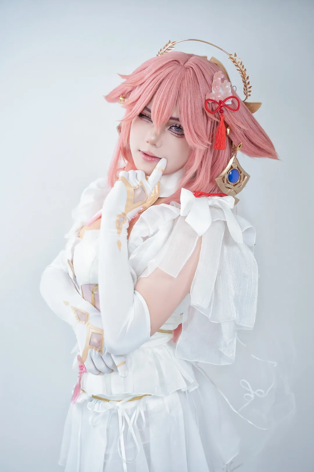 原神, 八重神子 コスプレ, 花嫁コスプレ, ピンクのウィッグ, コスプレ依頼写真 - 4枚目