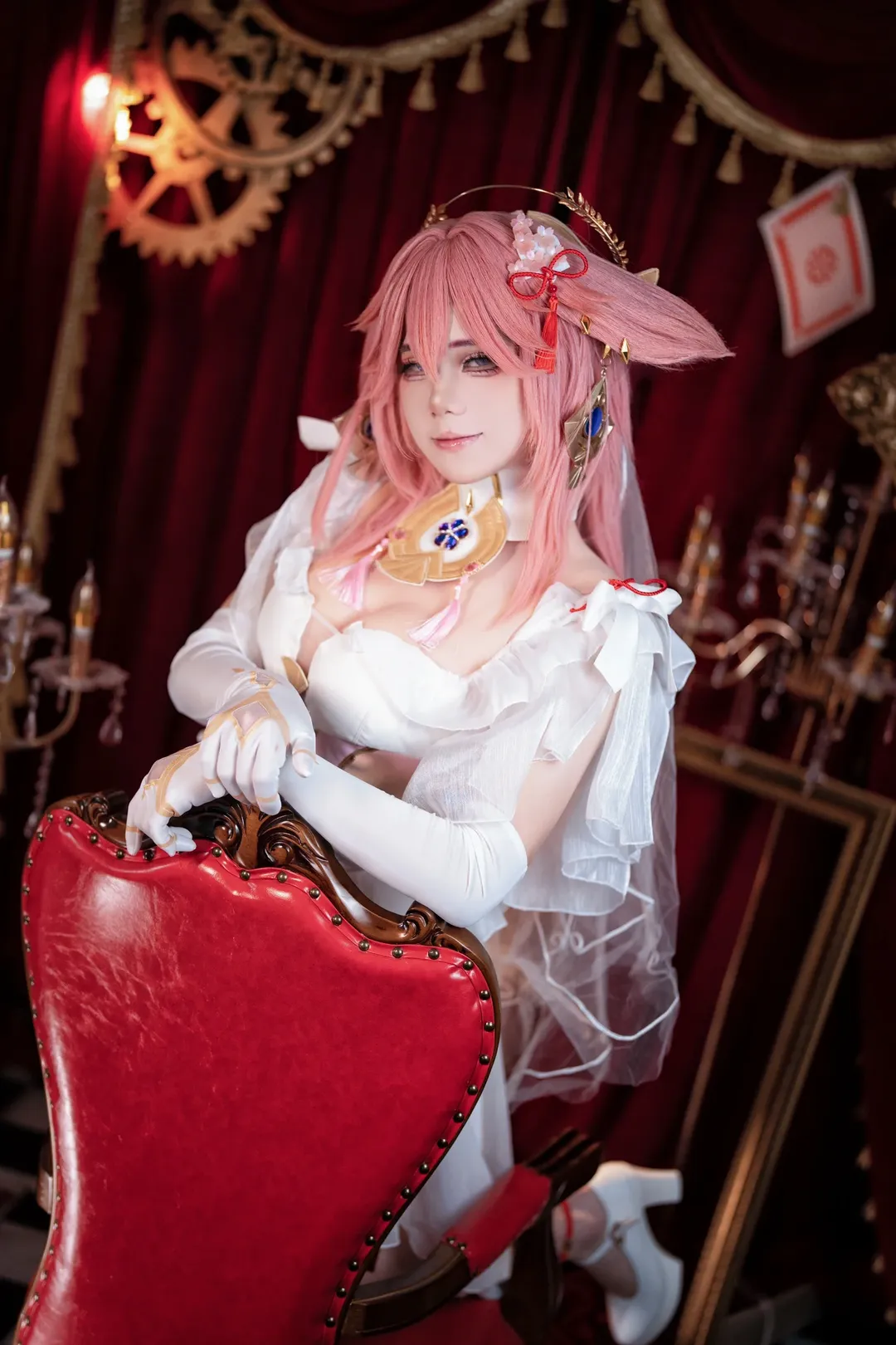 原神, 八重神子 コスプレ, 花嫁コスプレ, ピンクのウィッグ, コスプレ依頼写真 - 5枚目