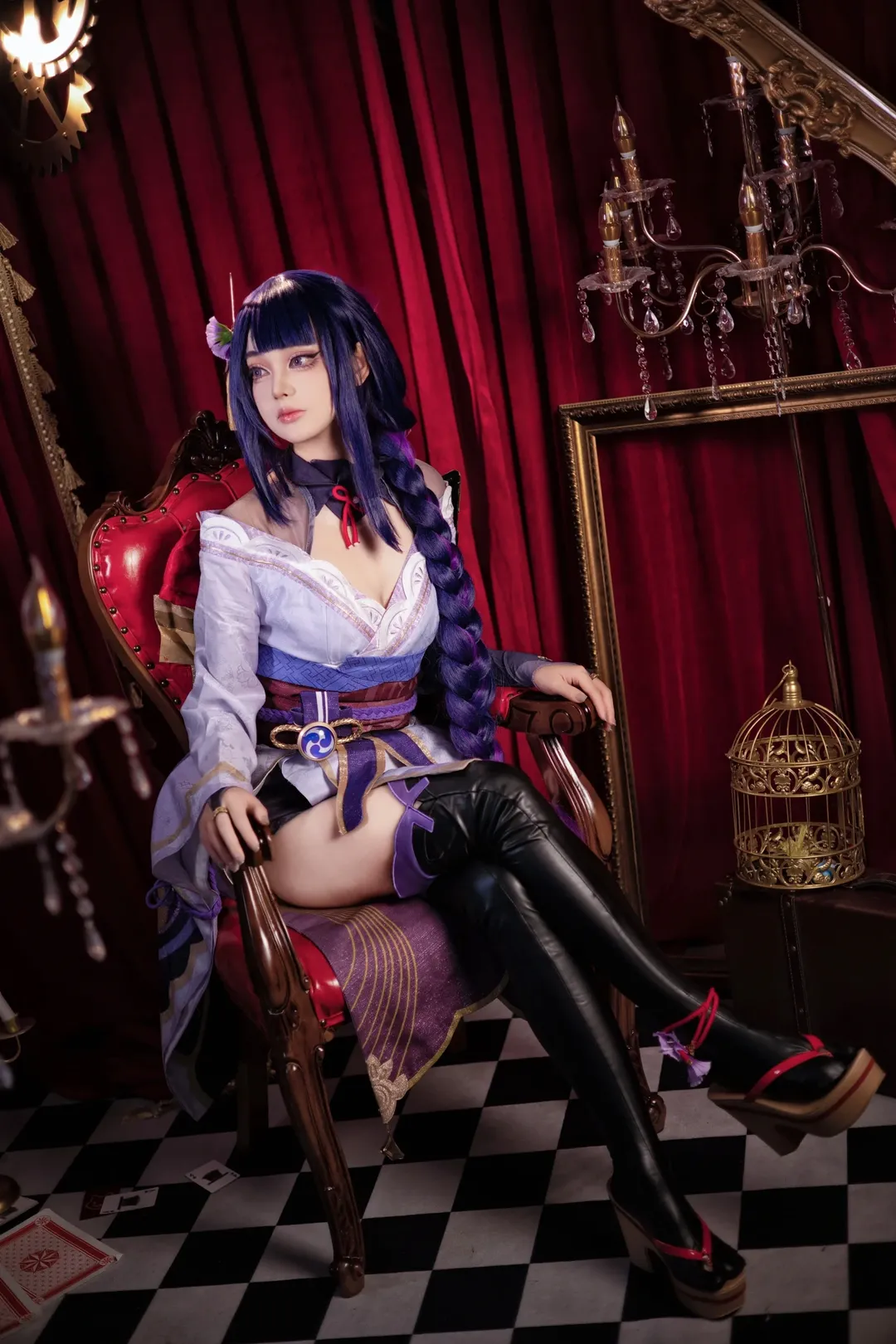 原神, cosplay, 和风摄影, 二次元角色扮演, 雷电将军cos