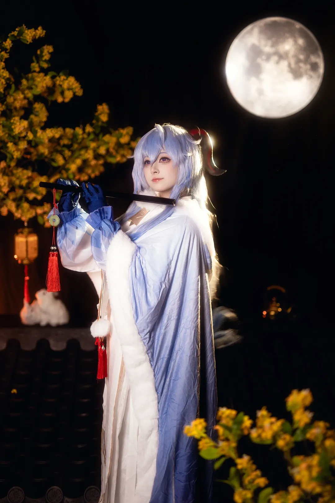 原神, 原神cosplay, 幼年甘雨cos, 可爱角色扮演, 蓝色系仙气装扮 - 第1张