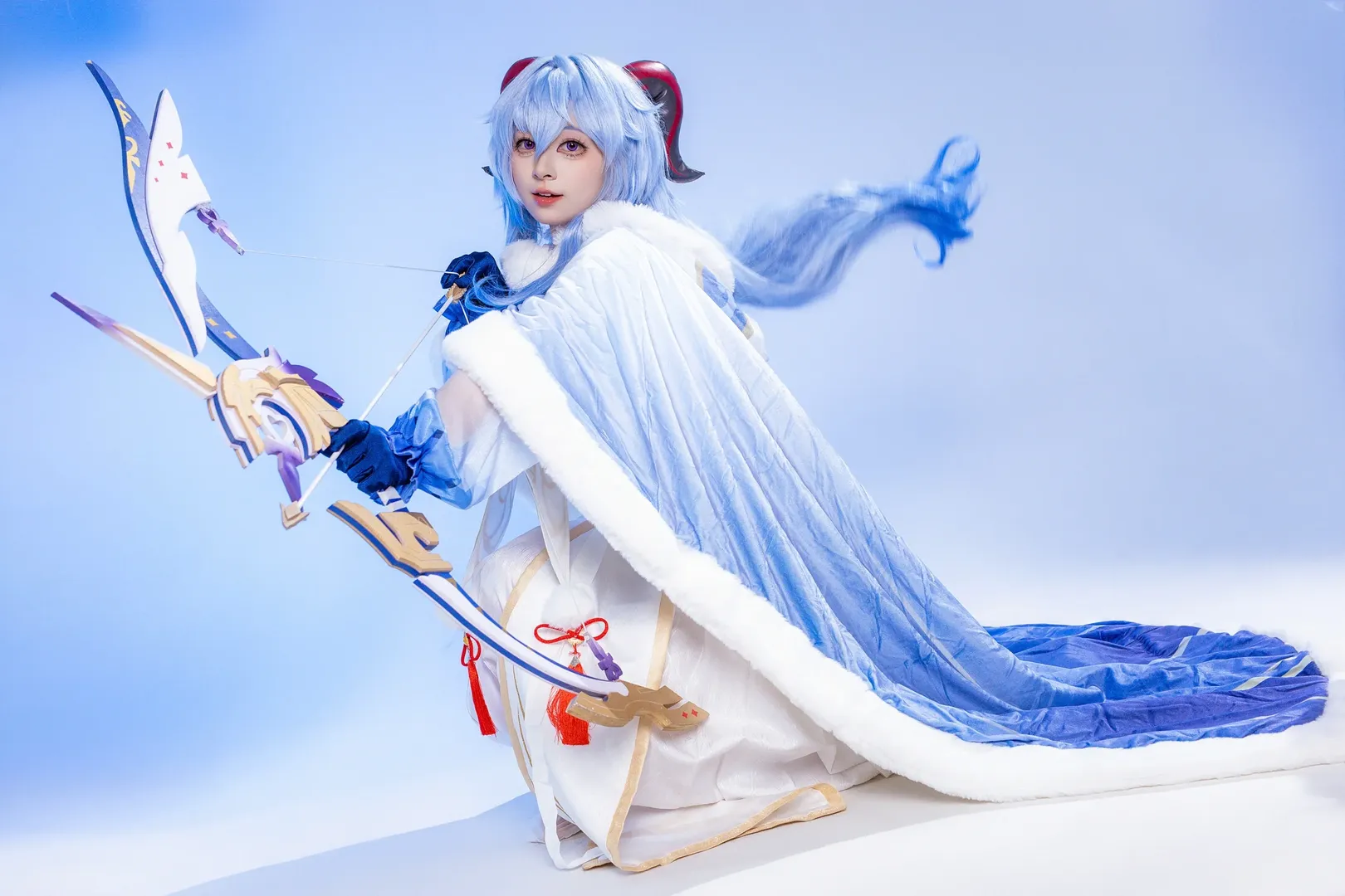 原神, 原神cosplay, 幼年甘雨cos, 可爱角色扮演, 蓝色系仙气装扮 - 第2张