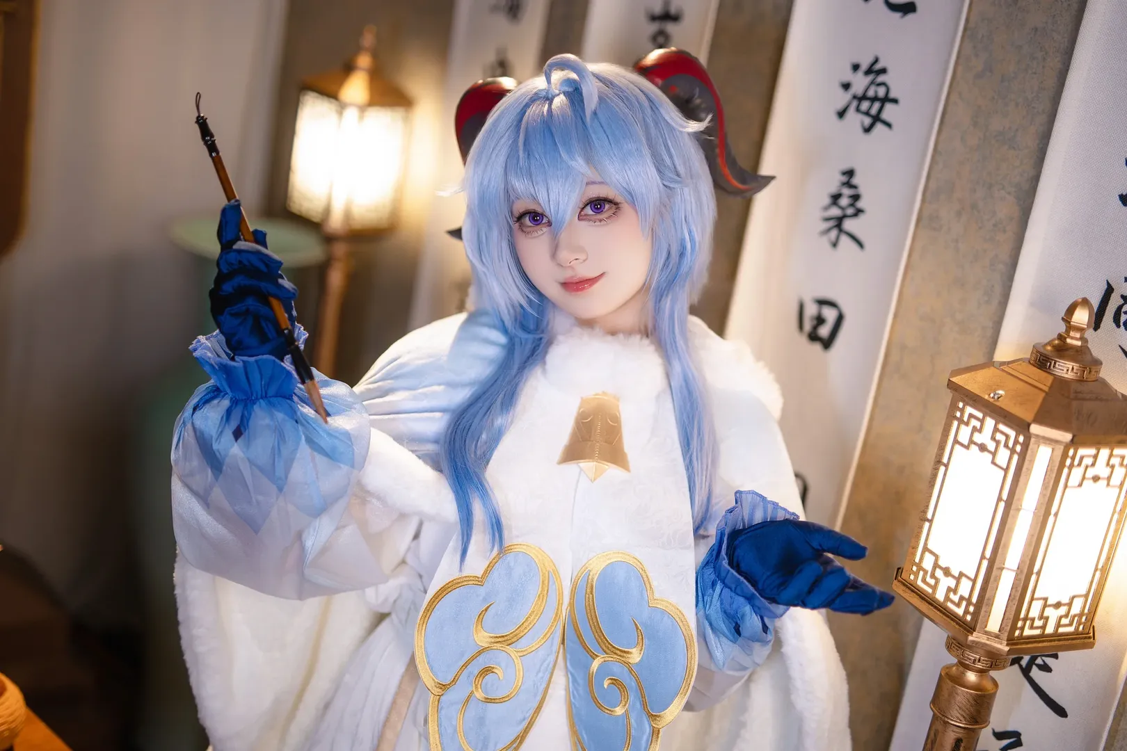 原神, 原神コスプレ, 幼少期甘雨 コスプレ, 可愛いコスプレ, 青系の幻想的な衣装