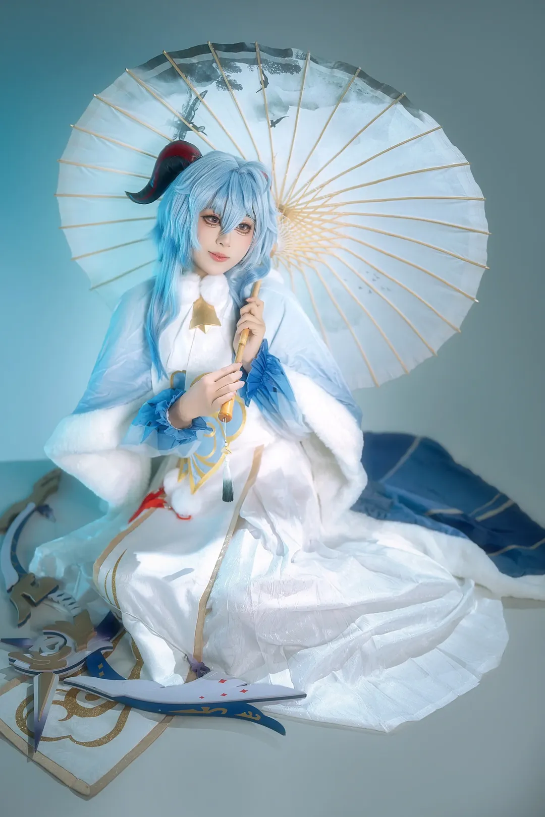 原神, 原神cosplay, 幼年甘雨cos, 可爱角色扮演, 蓝色系仙气装扮 - 第4张