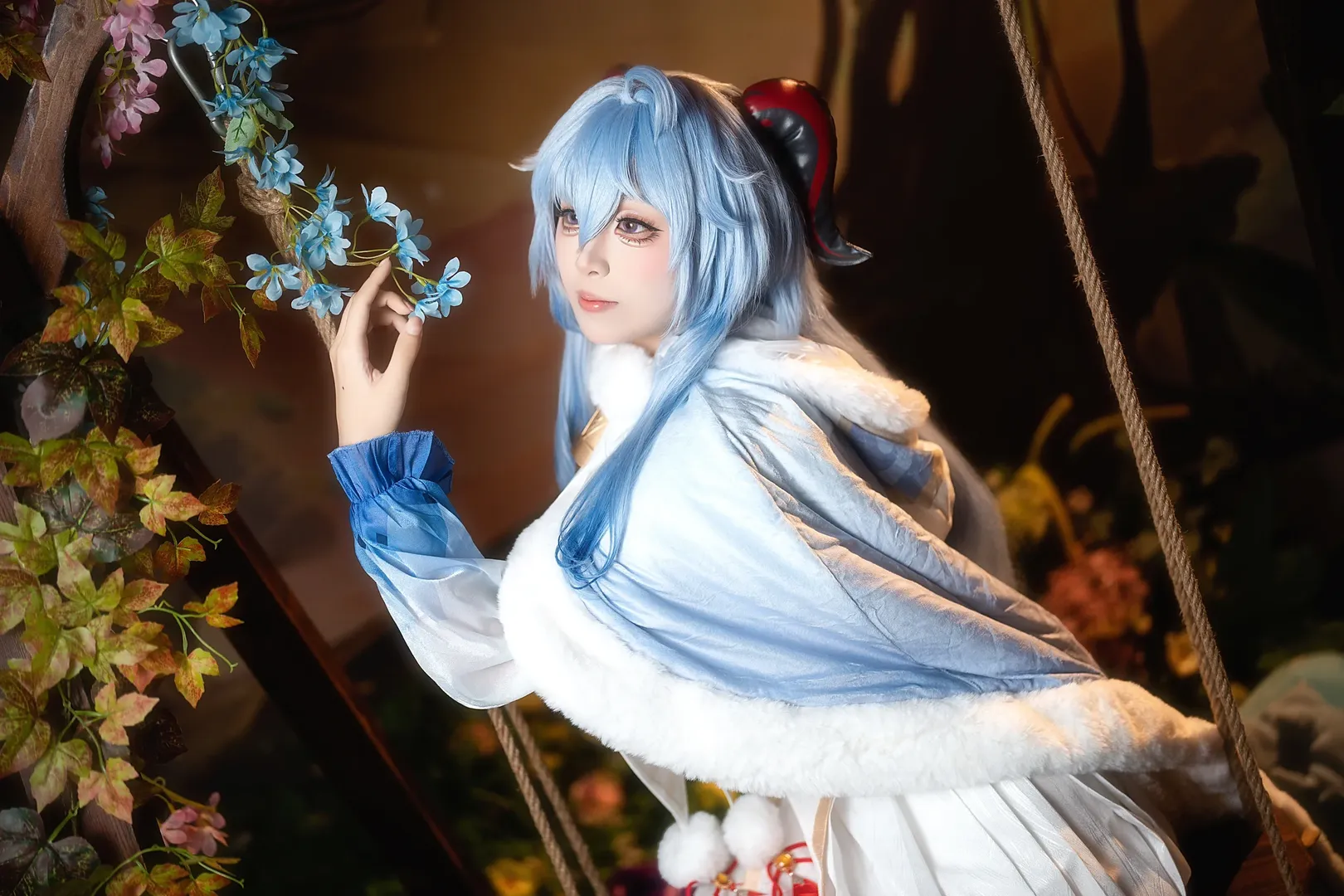 原神, 原神cosplay, 幼年甘雨cos, 可爱角色扮演, 蓝色系仙气装扮 - 第6张