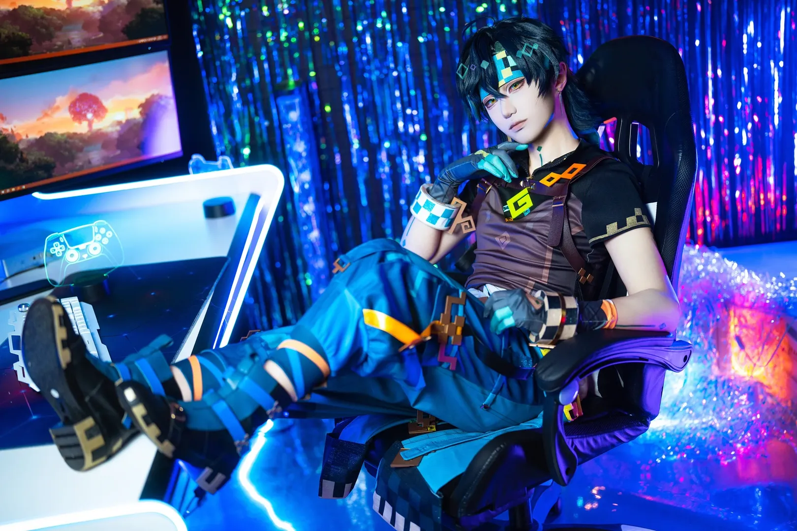 Genshin Impact, Genshin Impact cosplay, Cosplay work, Pixel art style fashion, Kinich cosplay
