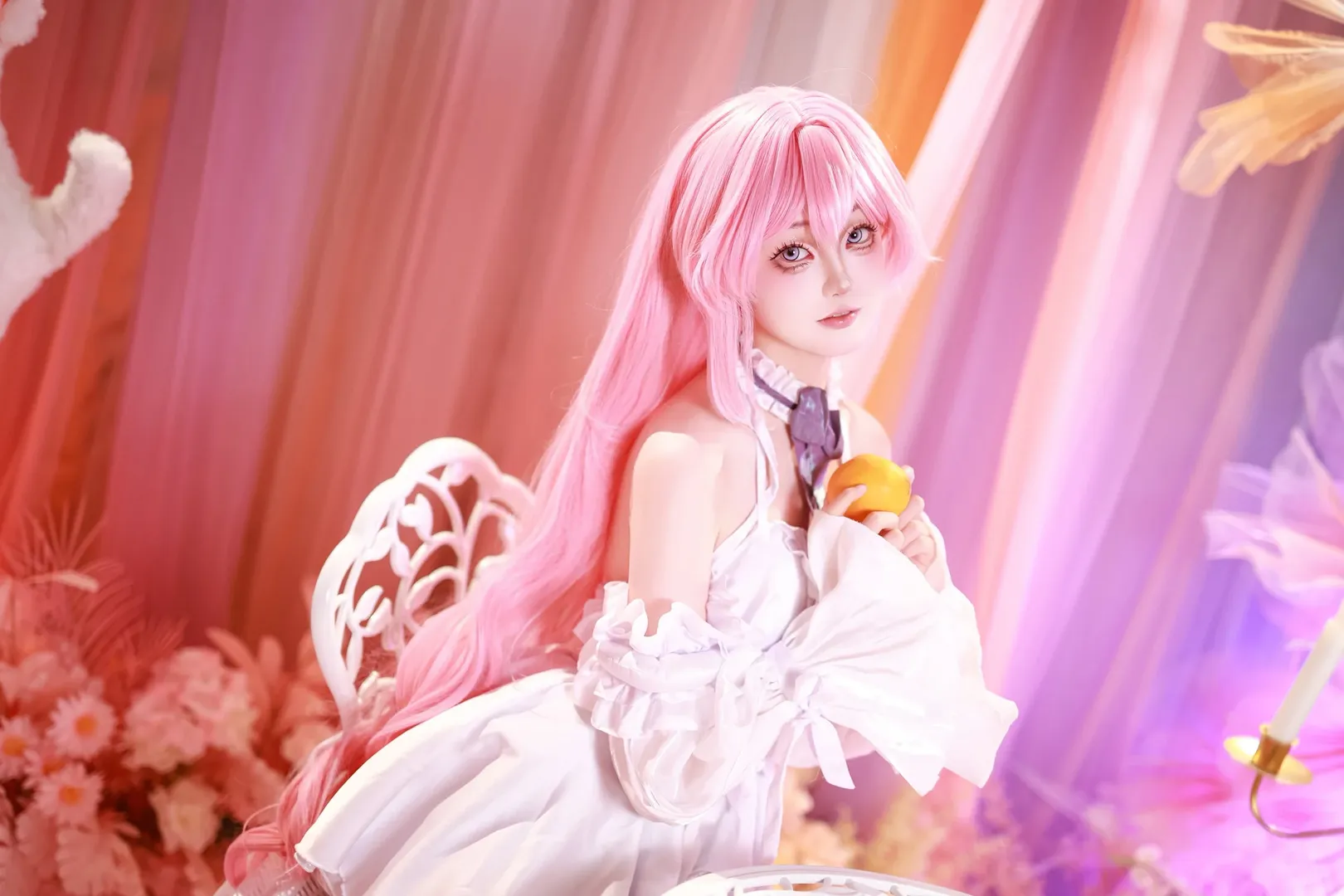 White dress cosplay, Cosplay photography, Pink wig, Dorothy cosplay, Dreamy photoshoot - Image 2