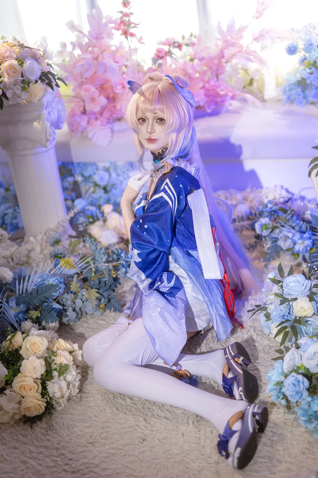 原神, 珊瑚宮心海cos, 白絲, 夢幻佈景, cosplay攝影