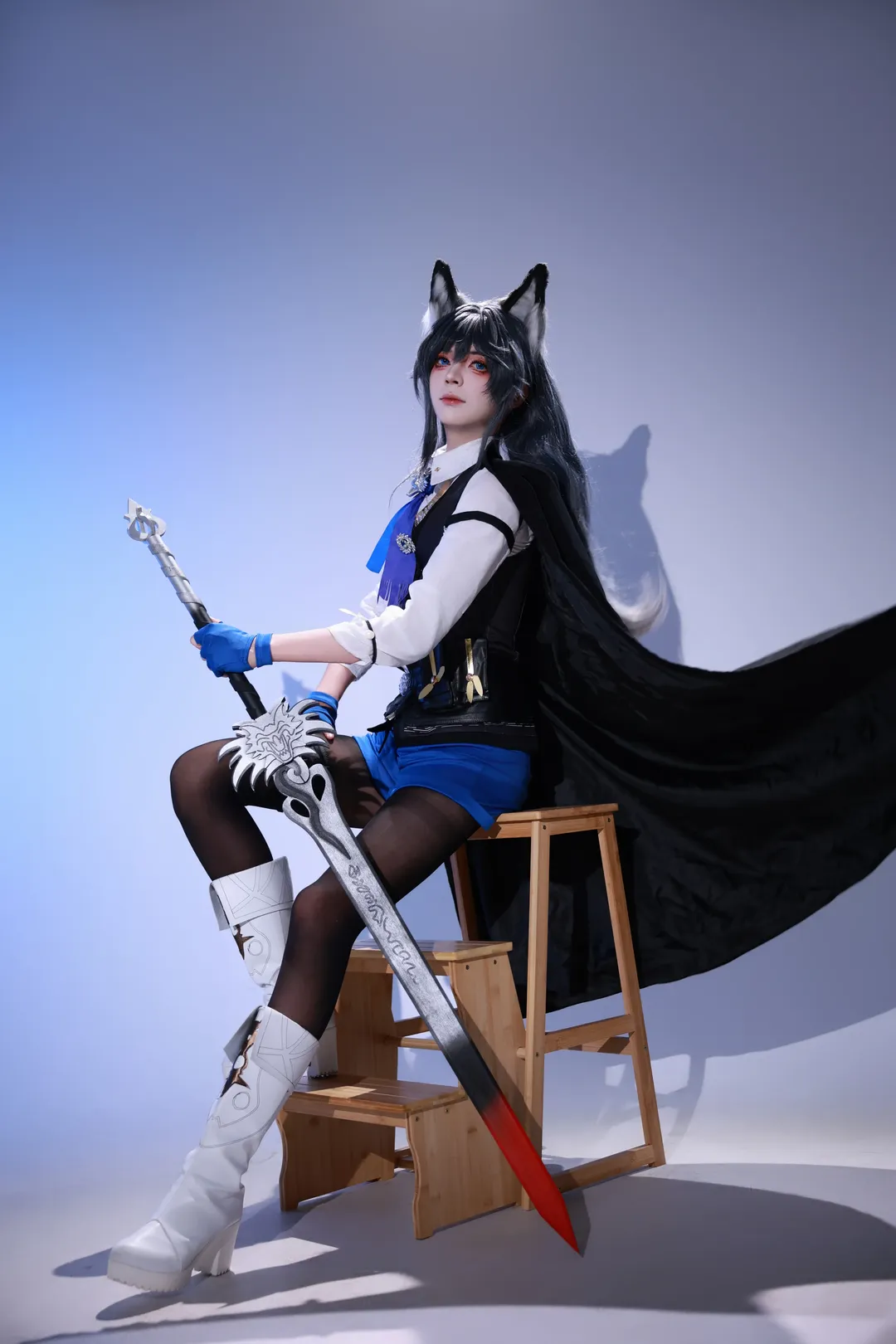 Arknights, Cosplay photography, Anime-style photography, Black tights outfit, Texas the Omertosa cosplay - Image 1