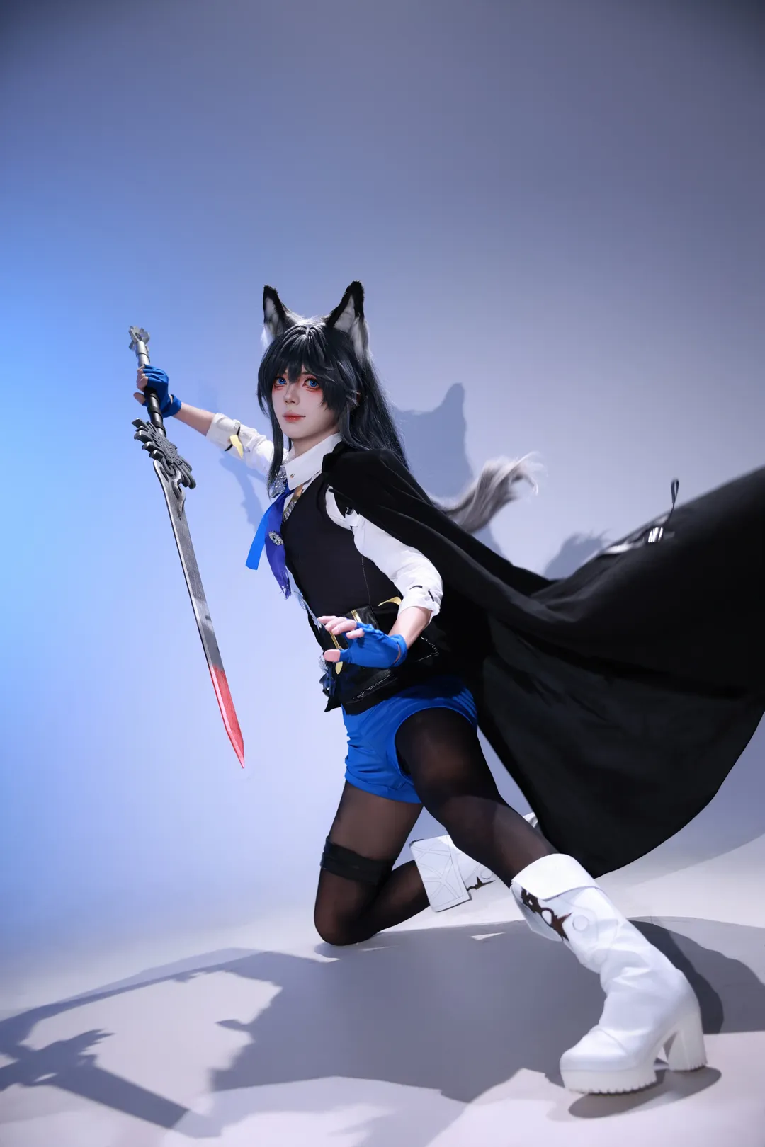 Arknights, Cosplay photography, Anime-style photography, Black tights outfit, Texas the Omertosa cosplay