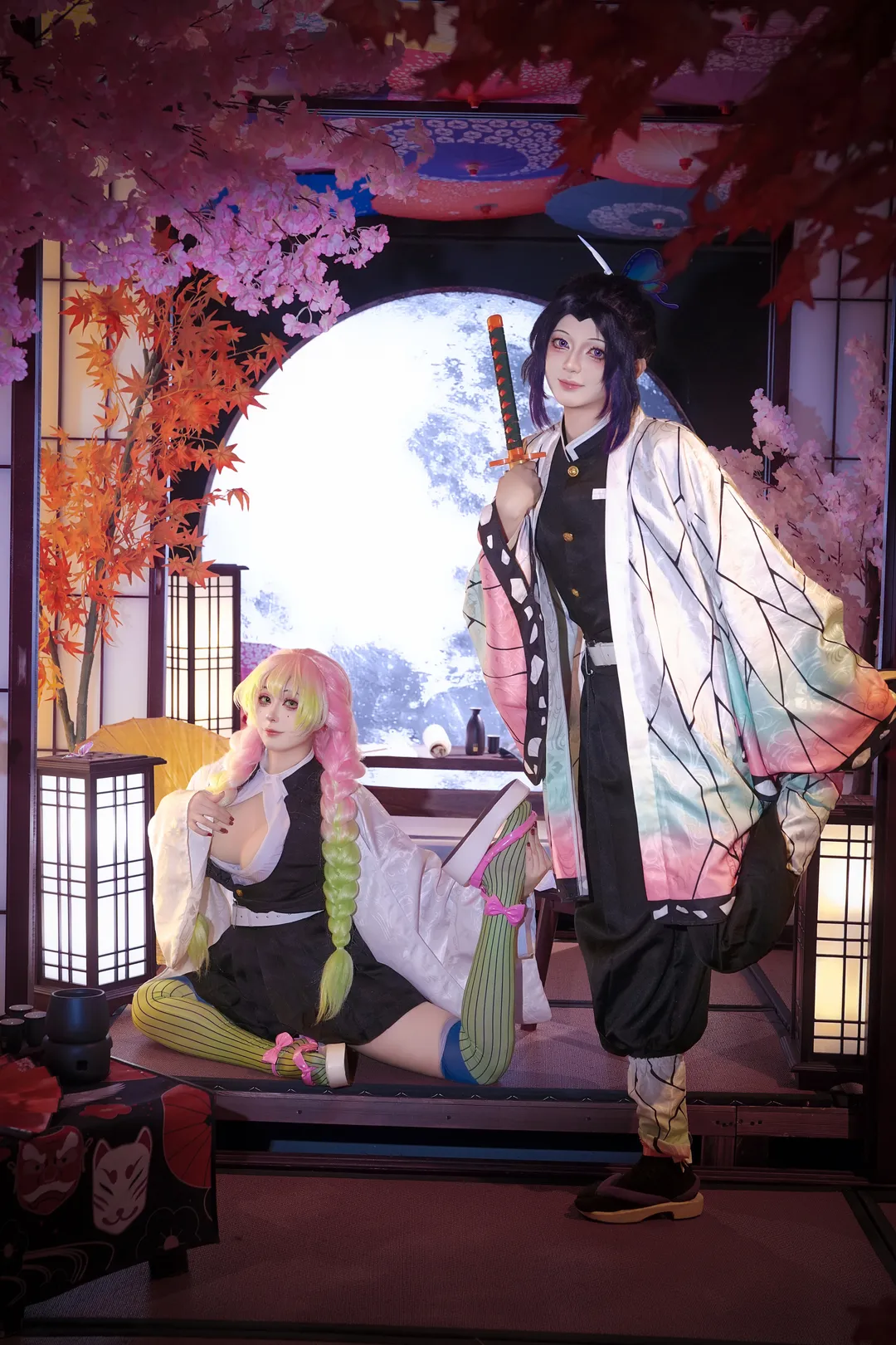 鬼灭之刃, 甘露寺蜜璃cos, 蝴蝶忍cos, 双人cosplay, 动漫角色扮演