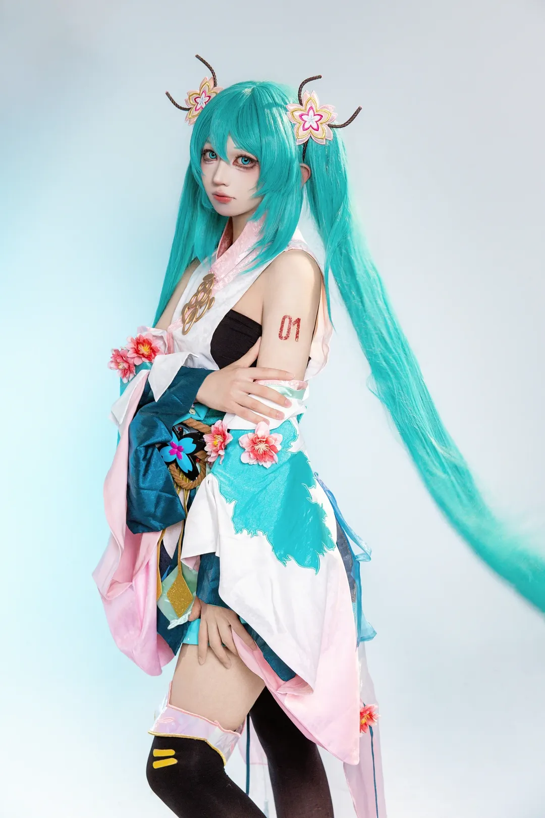 初音未来cos, 和风装扮, cosplay摄影, 双马尾, 阴阳师