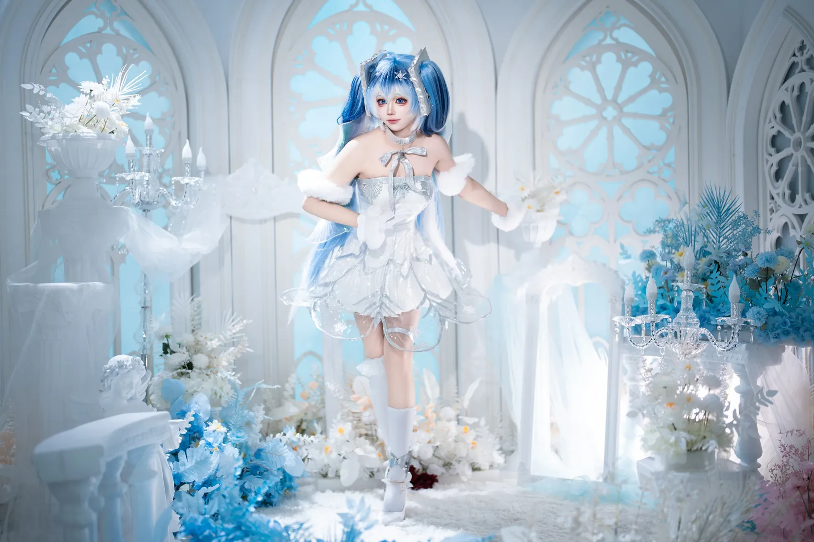cosplay摄影, VOCALOID, 雪初音cos, 交响乐初音, 蓝白系造型