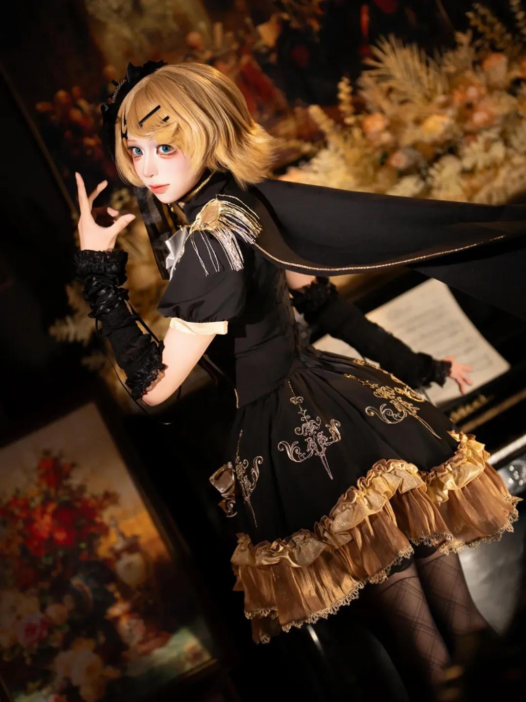 VOCALOID, 镜音铃cos, 哥特风摄影, 私设Lolita, 黑金搭配