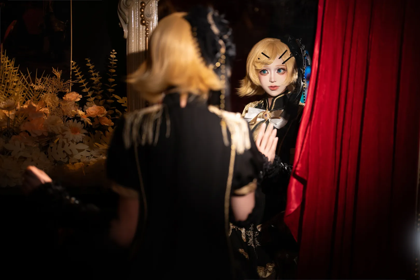 二次元摄影, 私设cosplay, 镜音铃cos, 钢琴写真, 黑金复古风 - 第8张