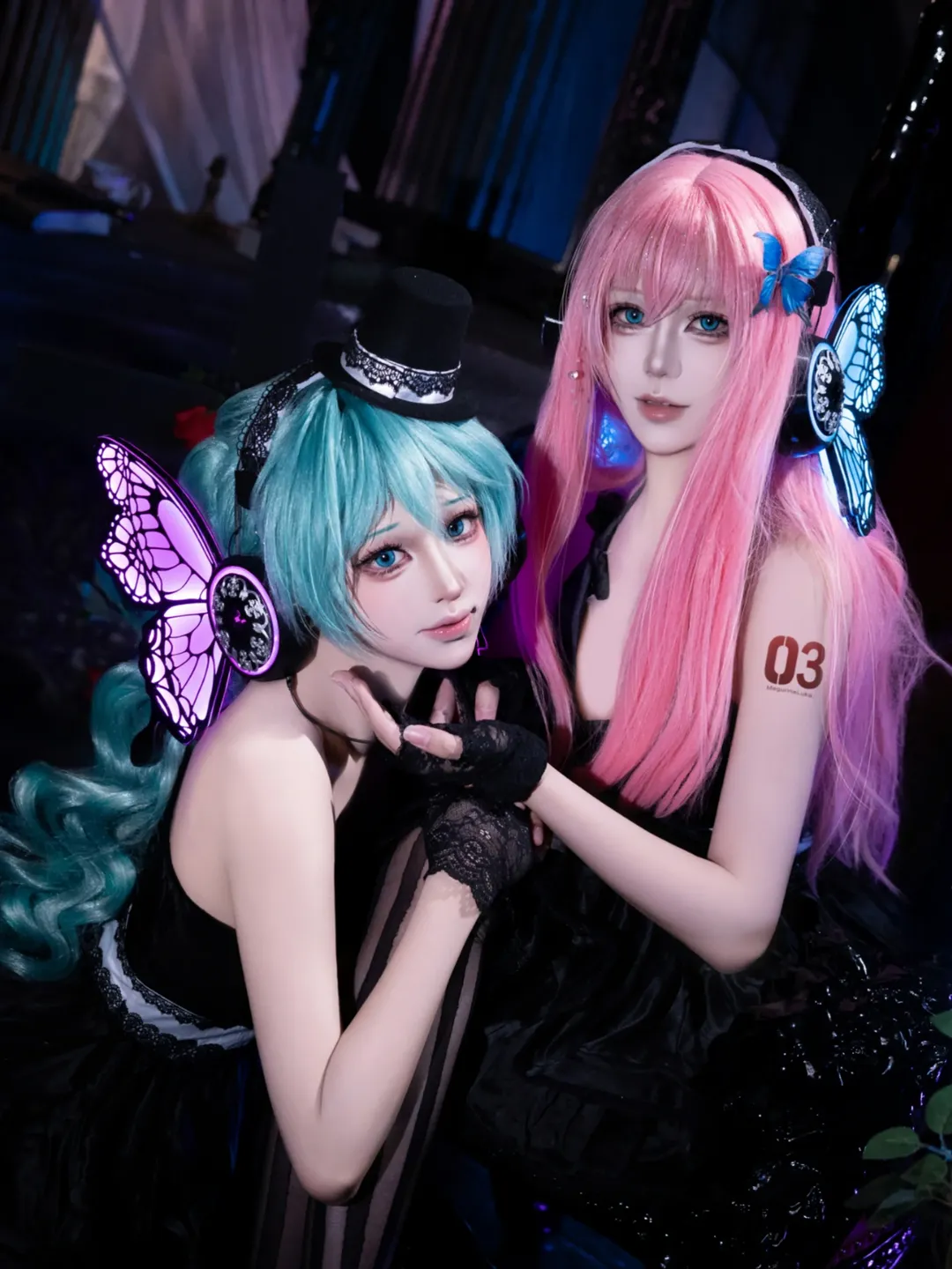 初音未来cos, Vocaloid, 暗黑风cosplay, 蝴蝶耳机, 巡音流歌cos - 第1张