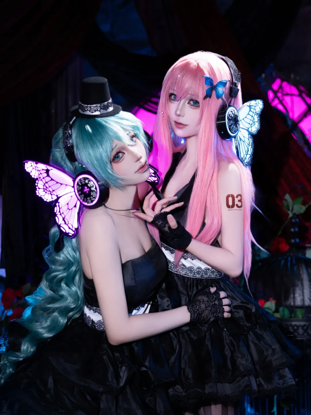 二人コスプレ, 初音ミク コスプレ, 蝶のヘッドホン, 巡音ルカコスプレ, Magnet