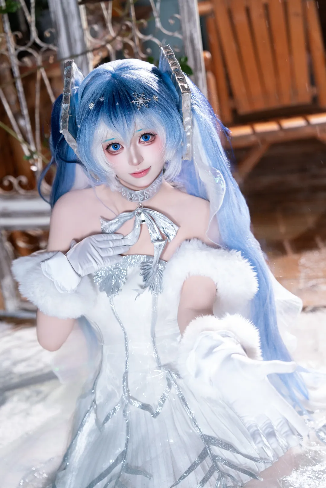 初音未来cos, cosplay分享, 舞台造型, 雪初音交响乐, 冰雪摄影
