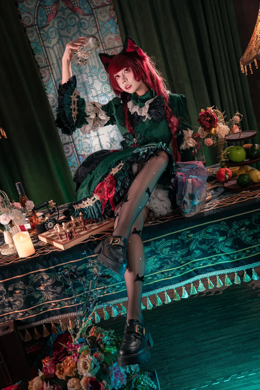 二次元撮影, 東方Project, ダーク系コスプレ, 火焔猫燐コスプレ, ゴシックドレス - 2枚目
