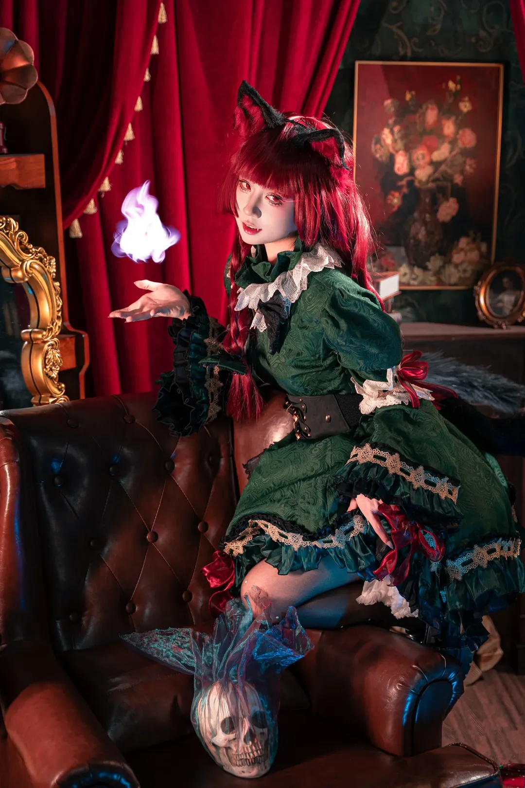 二次元撮影, 東方Project, ダーク系コスプレ, 火焔猫燐コスプレ, ゴシックドレス - 4枚目