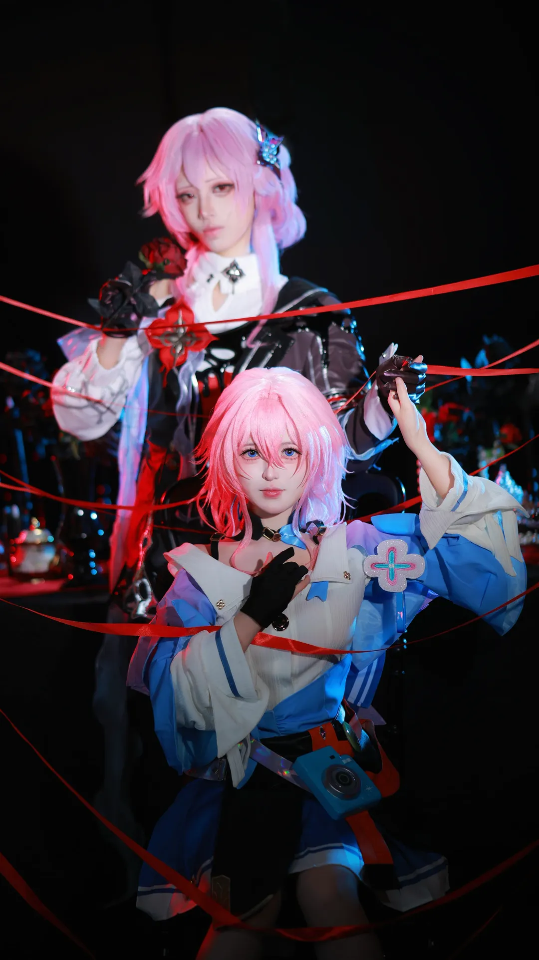 崩坏星穹铁道, 三月七cos, cosplay正片, 暗黑系摄影, 红丝带造型 - 第1张