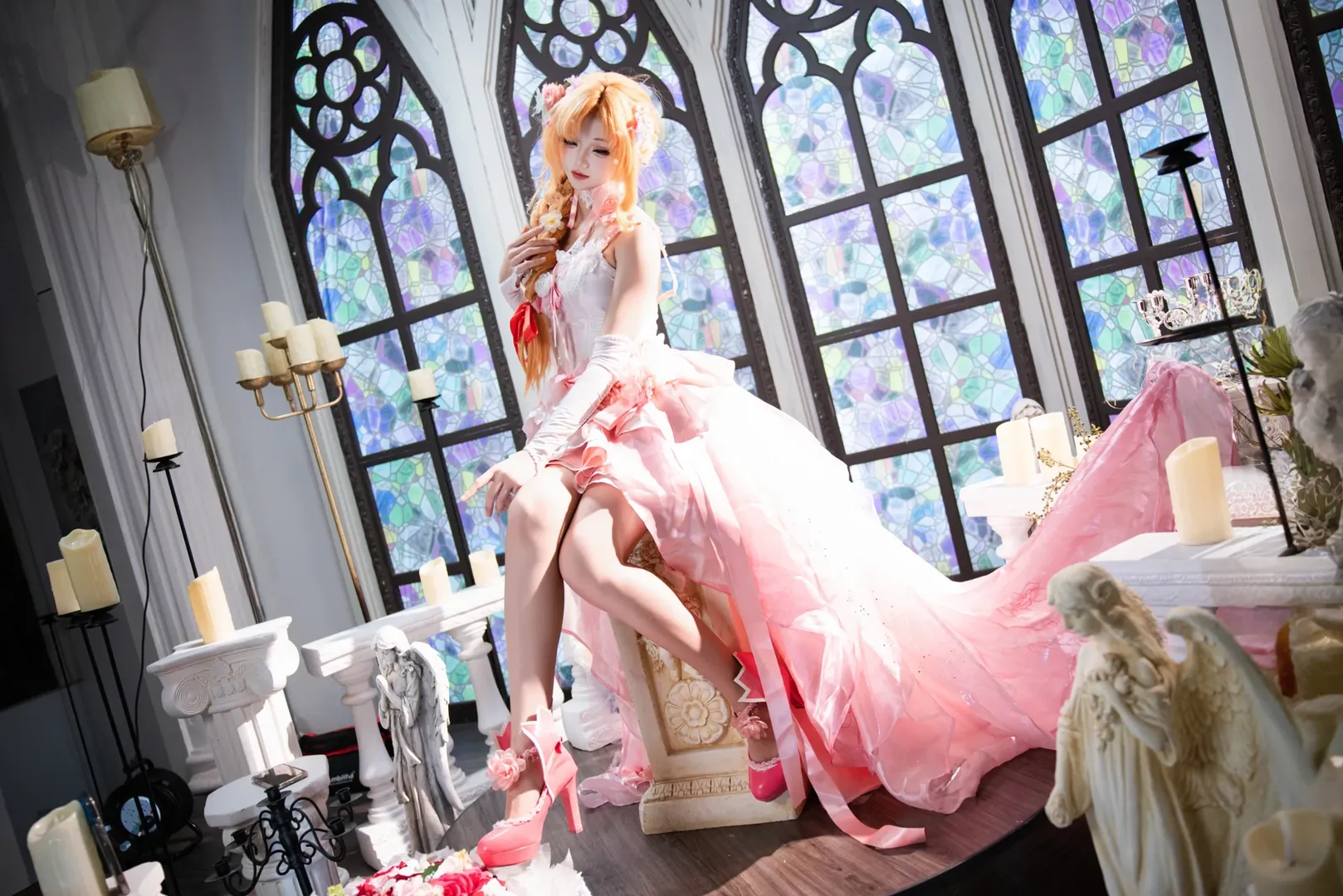 亚丝娜cos, 刀剑神域, 花嫁cosplay, 教堂风摄影, 三喵同学摄影工作室 - 第4张