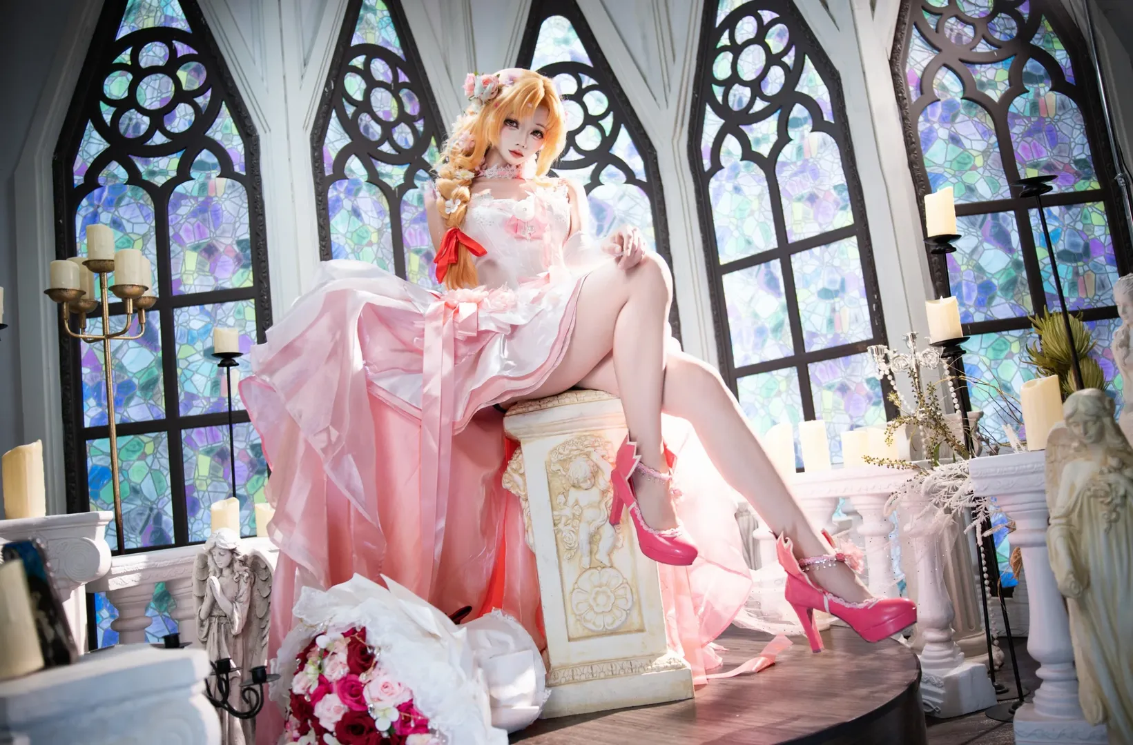 亚丝娜cos, 刀剑神域, 花嫁cosplay, 教堂风摄影, 三喵同学摄影工作室 - 第5张