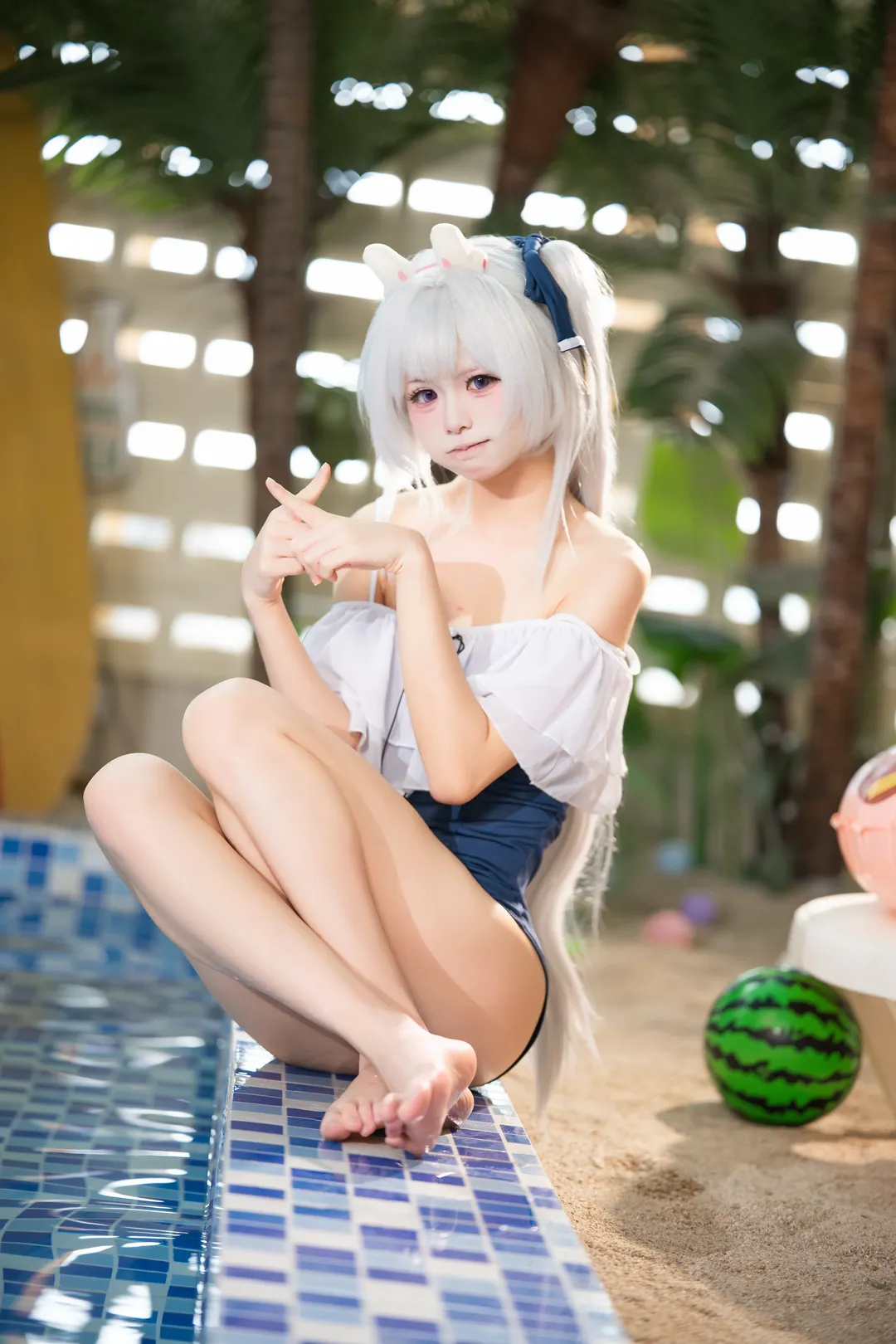 二次元少女, 蔚蓝档案, 泳装cosplay, 夏日摄影, 月雪宫子cos - 第3张