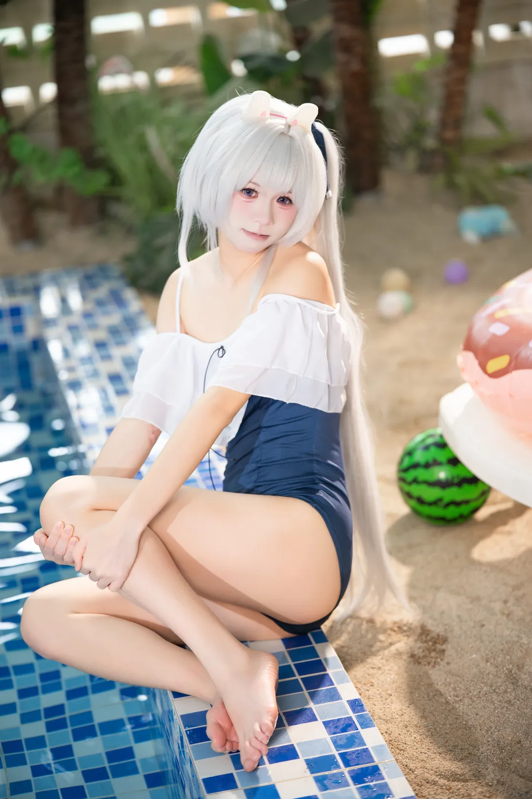 二次元少女, 蔚蓝档案, 泳装cosplay, 夏日摄影, 月雪宫子cos - 第4张