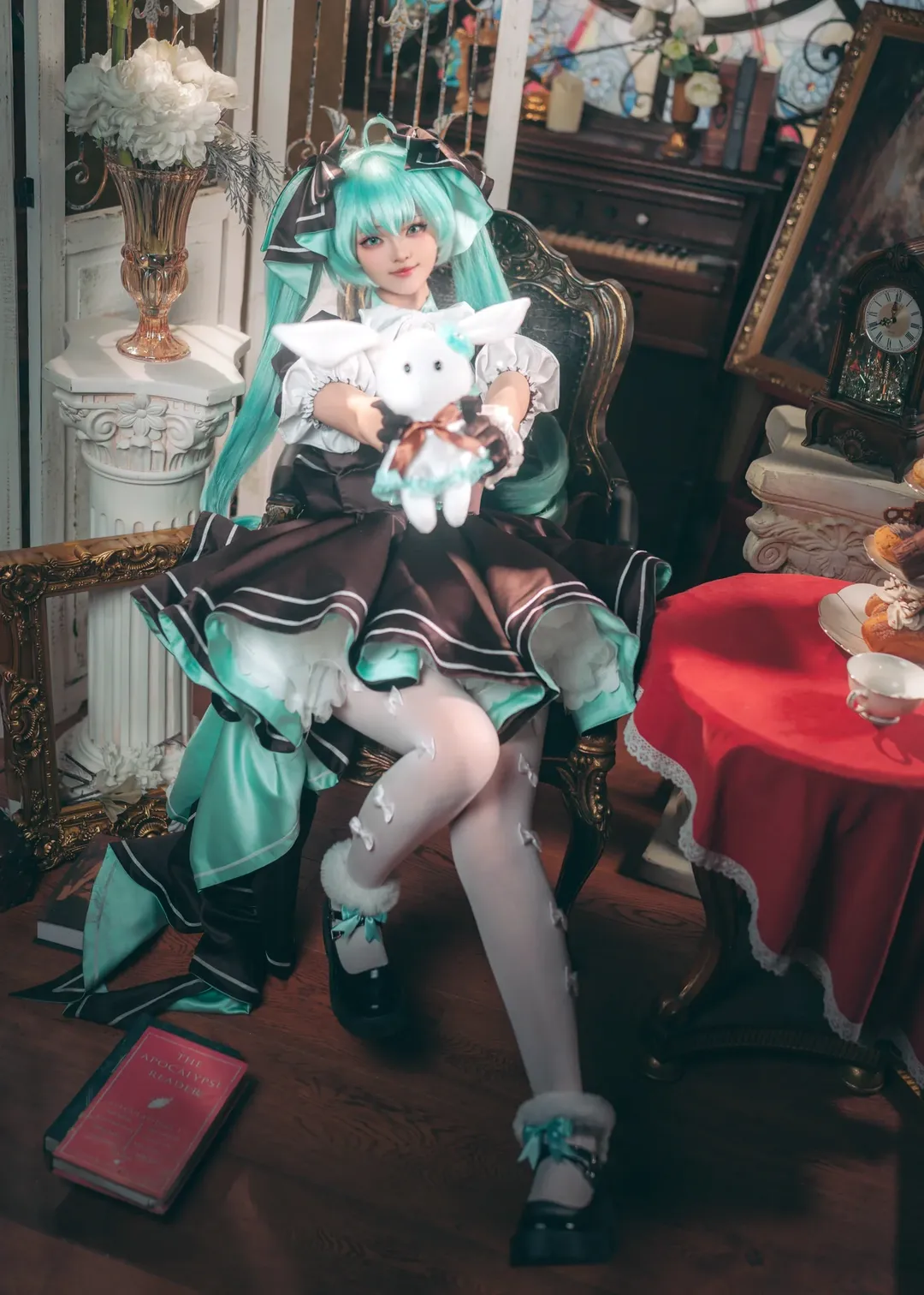 初音未来cos, cosplay正片, Vocaloid, 反重力假发, 初音兔子洋装